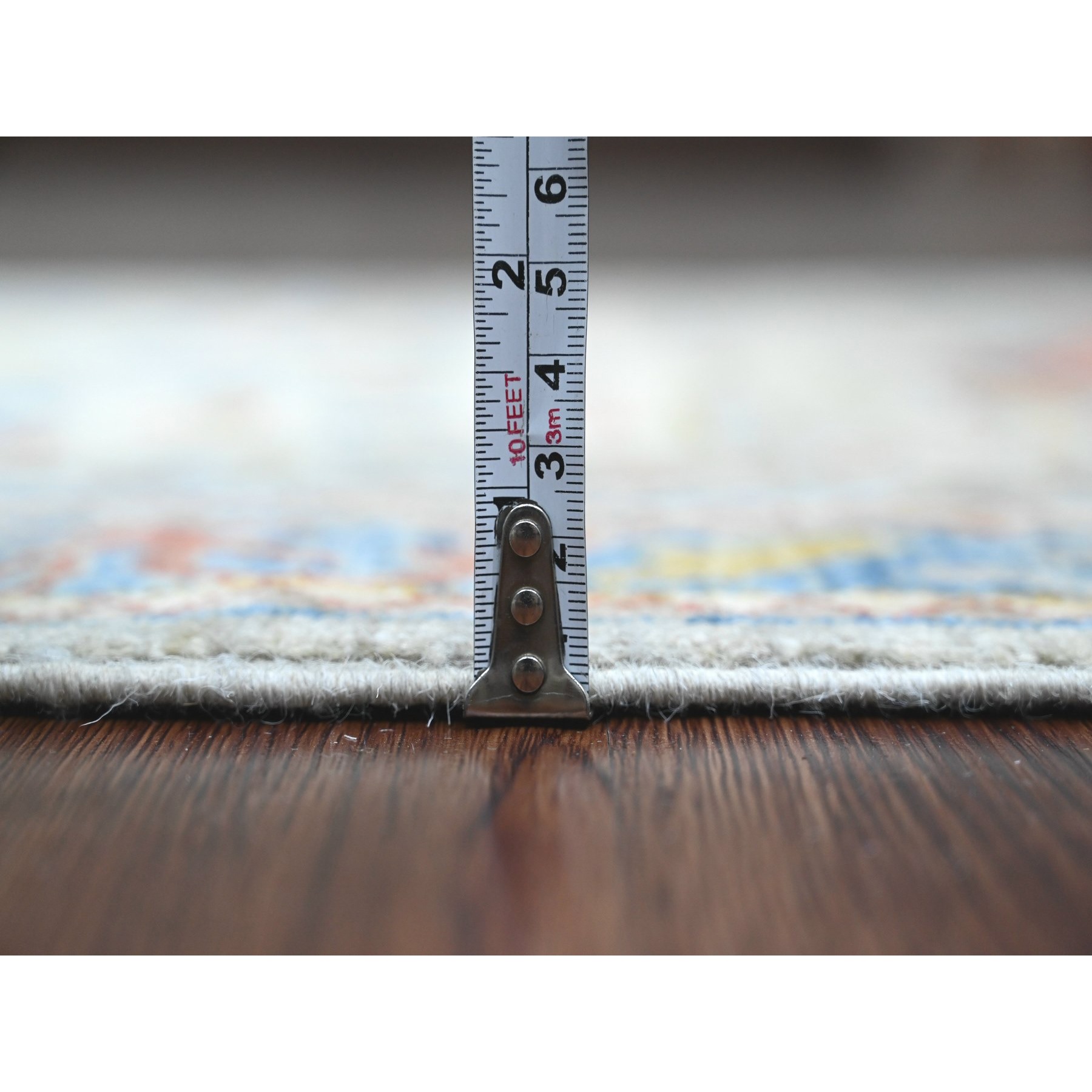 2'7"x10'1" Misty Gray, Aryana Grade, Afghan Peshawar with Caucasian Akstafa Design, High Mountain Wool, Hand Knotted, Runner, Oriental Rug Sh89816