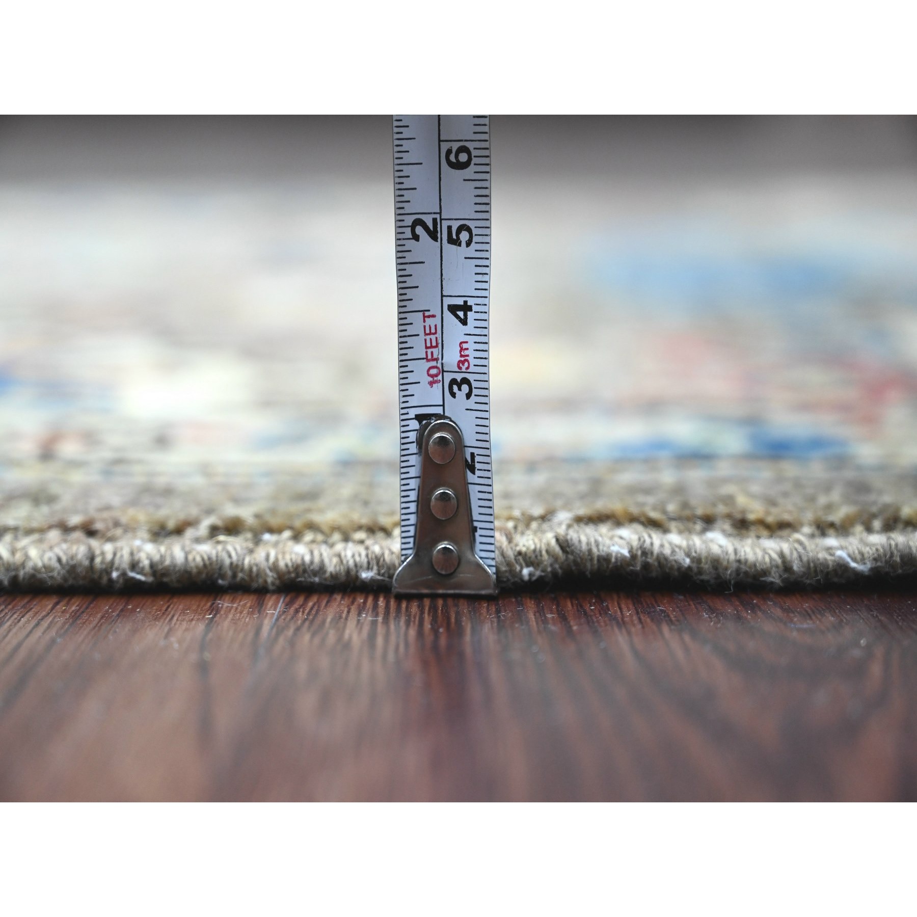 3'2"x11'8" Cedar Brown, Aryana Grade, Afghan Peshawar with Heriz All Over Design, High Mountain Wool, Hand Knotted, Runner, Oriental Rug Sh89817