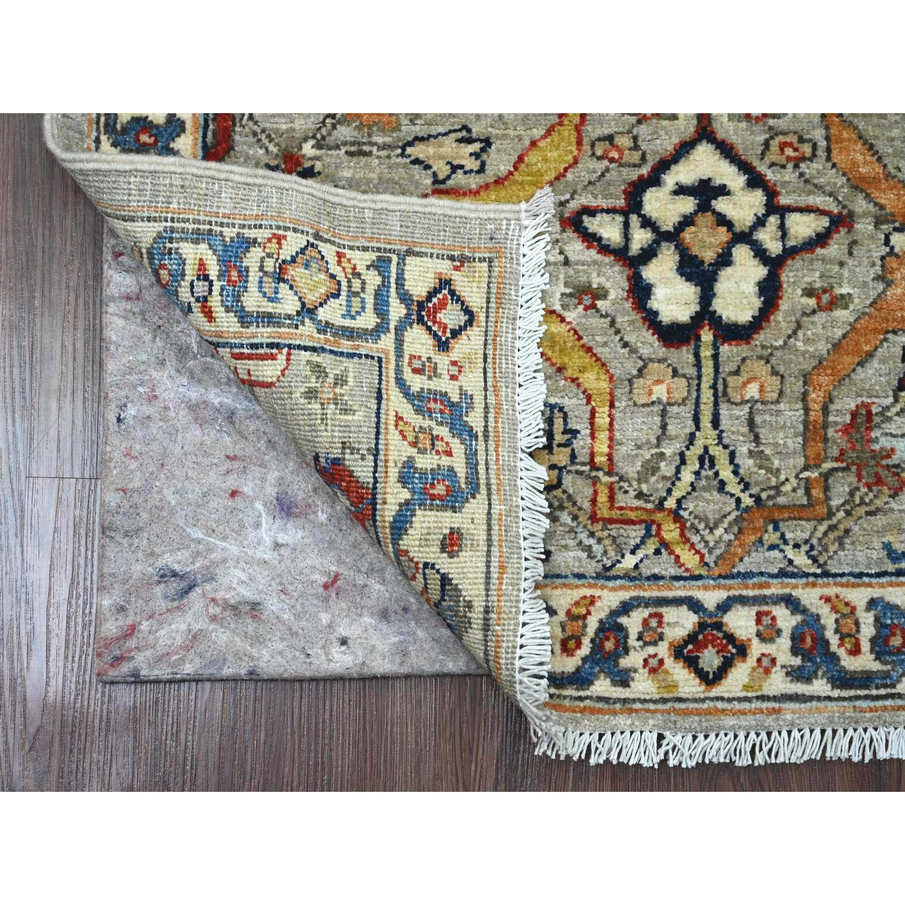 3'x9'4" Medium Gray, Peshawar with Bijar Garus Design, Aryana Collection, Hand Knotted, Vegetable Dyes, High Mountain Wool, Densely Woven, Runner, Oriental Rug Sh89818