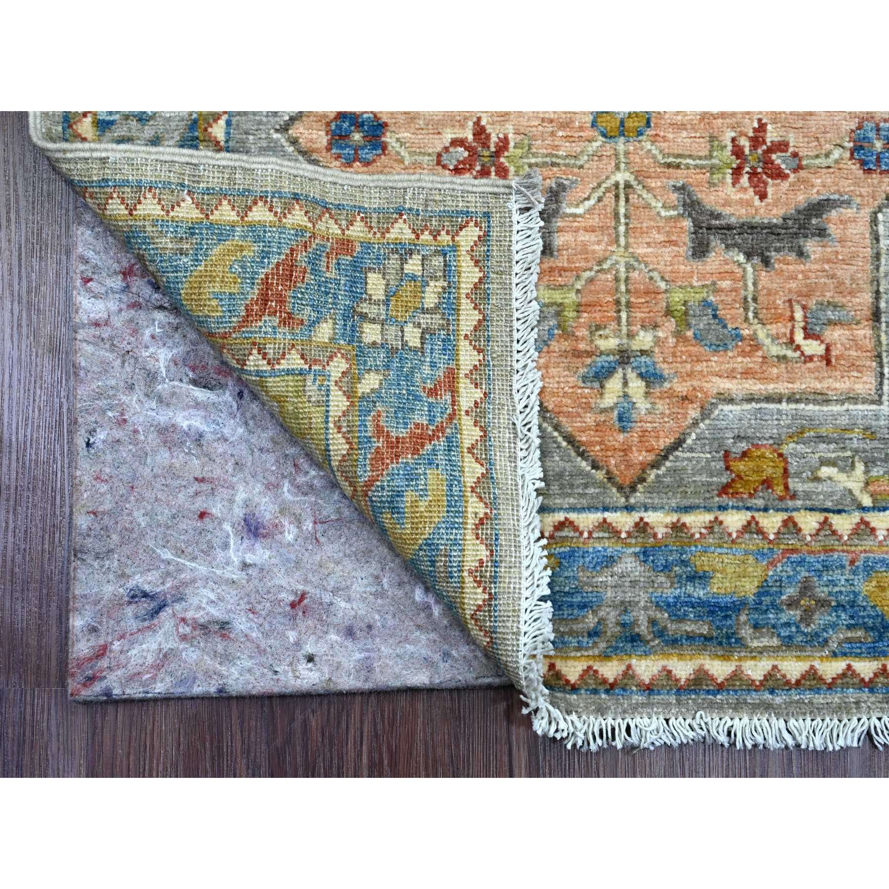 2'8"x10'2" Flint Gray, Aryana Collection, Afghan Peshawar with Caucasian Akstafa Design, Hand Knotted, High Mountain Wool, Runner, Oriental Rug Sh89819