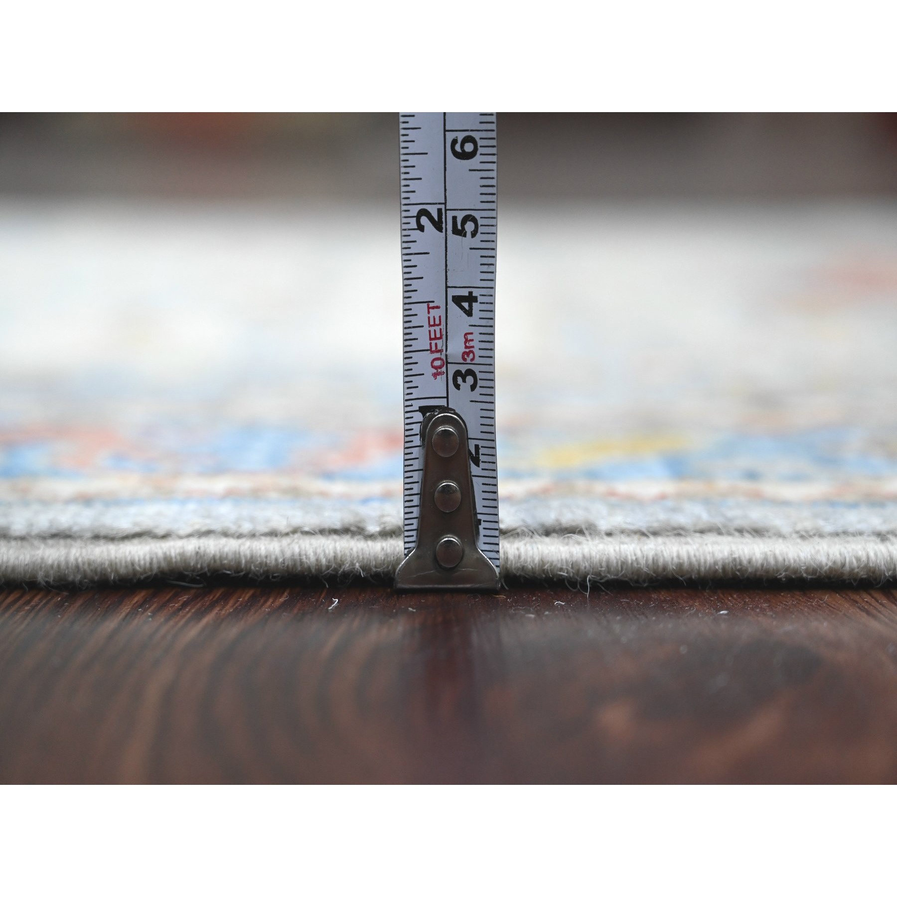 2'8"x10'2" Flint Gray, Aryana Collection, Afghan Peshawar with Caucasian Akstafa Design, Hand Knotted, High Mountain Wool, Runner, Oriental Rug Sh89819