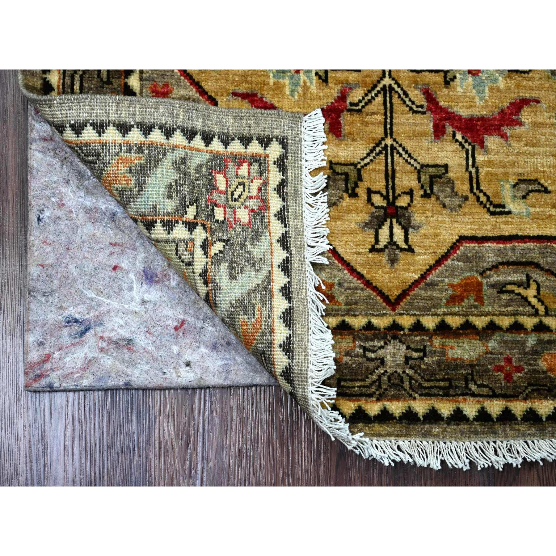 2'6"x5'10" Sonic Gray, Afghan Peshawar with Caucasian Akstafa Design, High Mountain Wool, Aryana Collection, Hand Knotted, Runner, Oriental Rug Sh89820