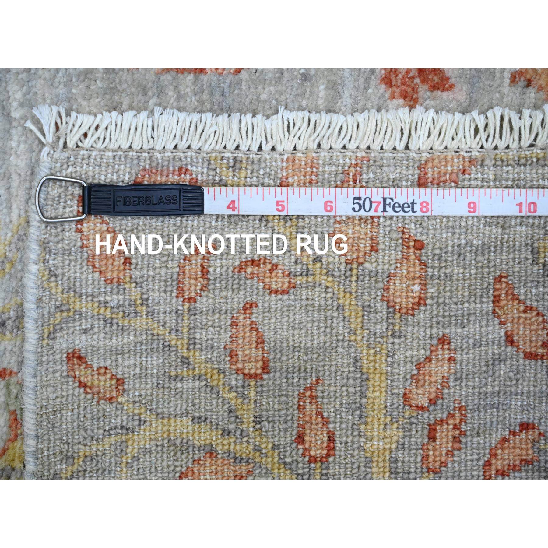 2'6"x16' Nevada Gray, Hand Knotted, Afghan Peshawar with Birds of Paradise Design, Soft Wool, Natural Dyes, XL Runner, Oriental Rug Sh89824