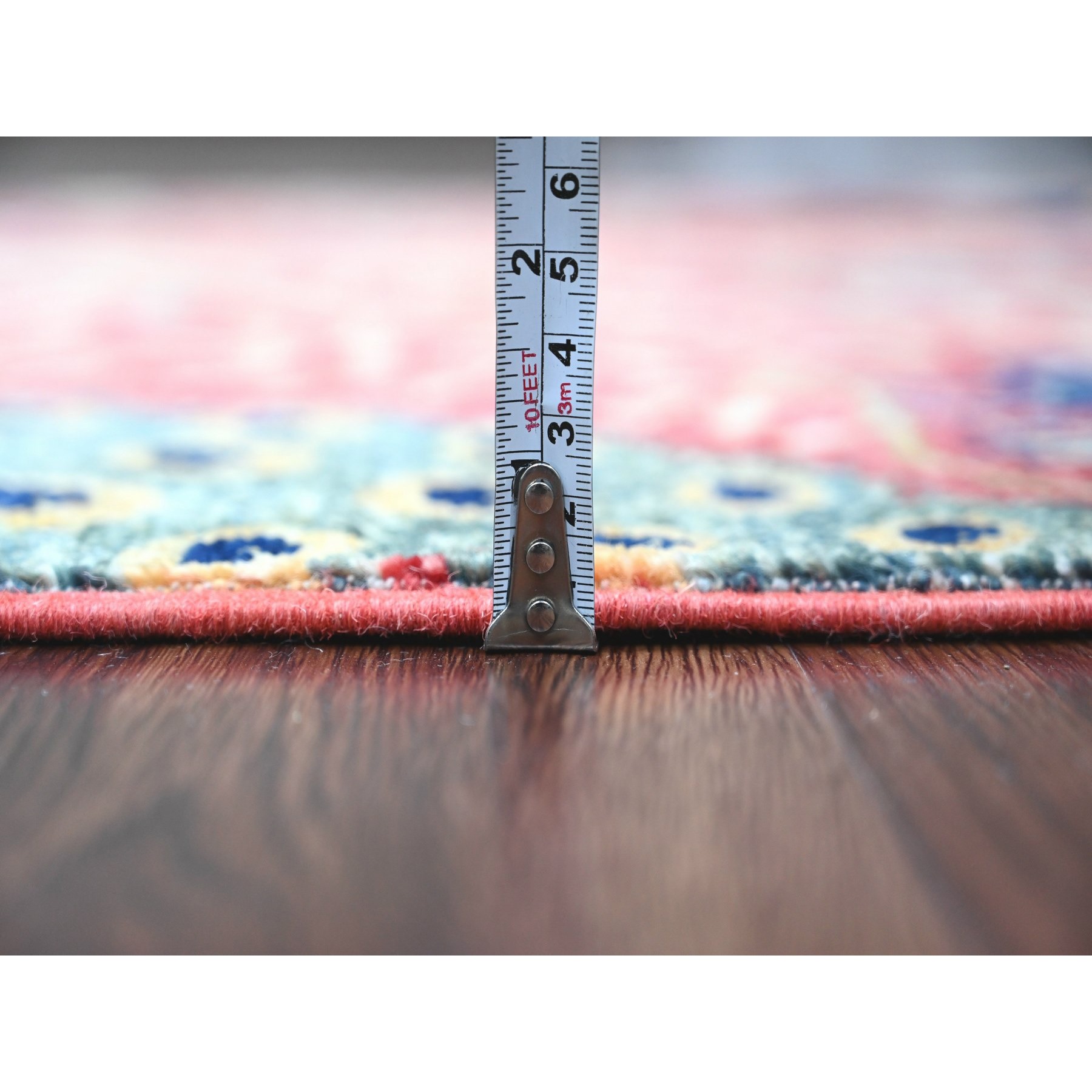 3'10"x16'2" Crimson Red, Afghan Peshawar with Birds of Paradise Design, Hand Knotted, Pure Wool, Vegetable Dyes, XL, Wide Runner, Oriental Rug Sh89825