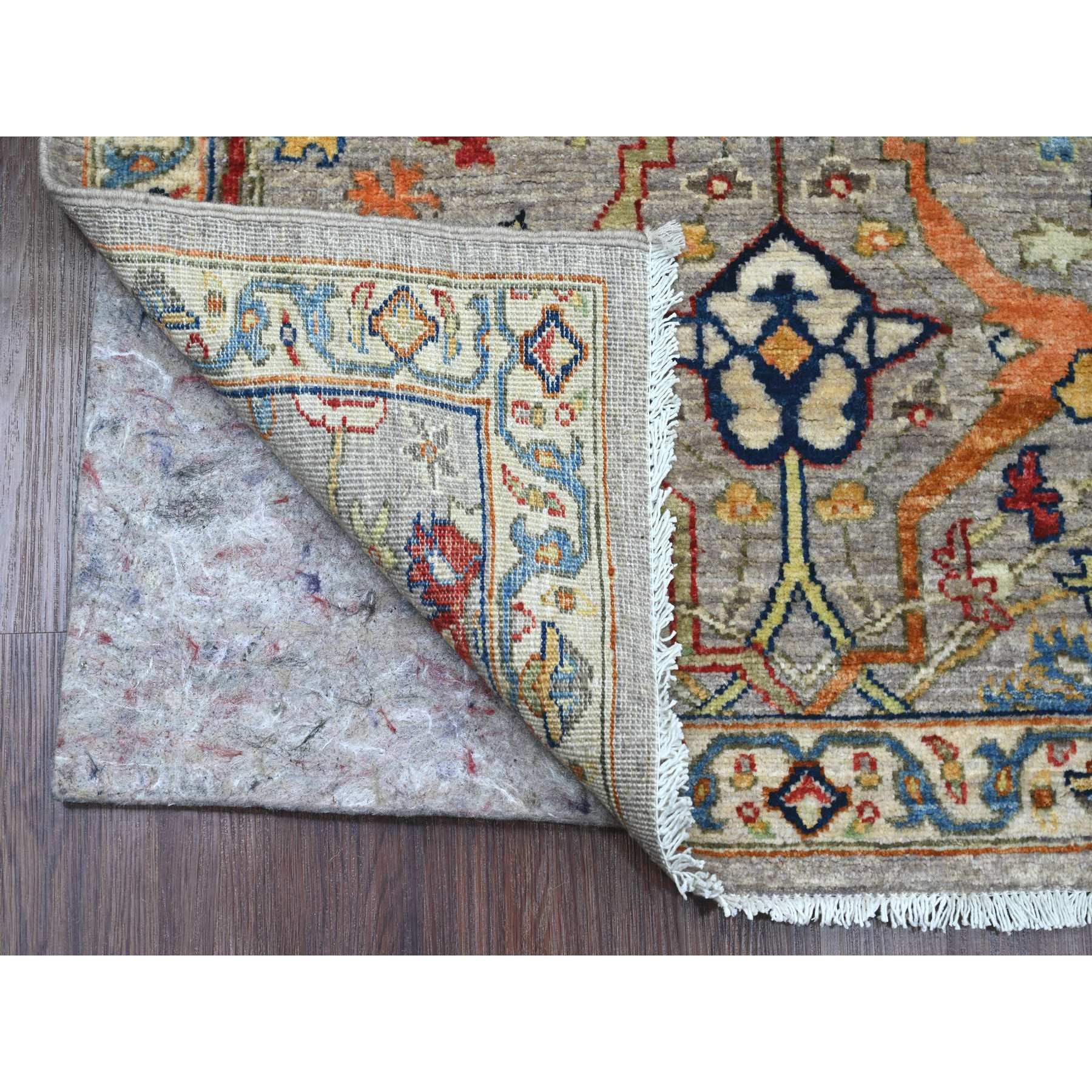 3'x10'10" Cloud Gray, Peshawar with Bijar Garus Design, Aryana Collection, Hand Knotted, Vegetable Dyes, High Mountain Wool, Densely Woven, Runner, Oriental Rug Sh89830