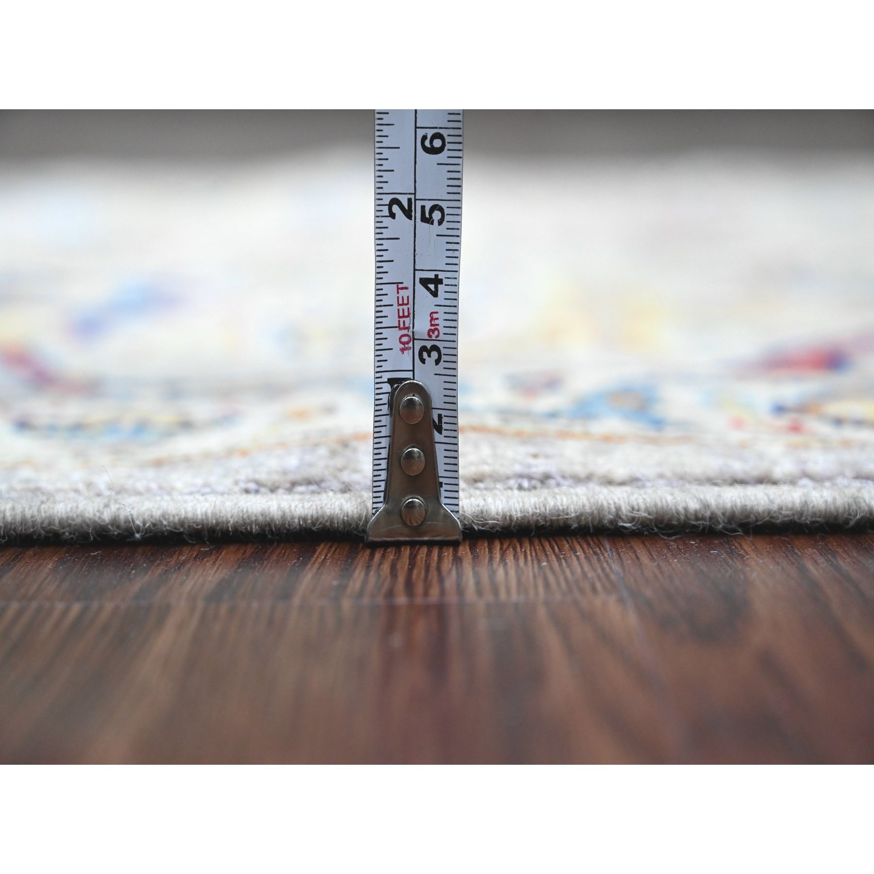 3'x10'10" Cloud Gray, Peshawar with Bijar Garus Design, Aryana Collection, Hand Knotted, Vegetable Dyes, High Mountain Wool, Densely Woven, Runner, Oriental Rug Sh89830