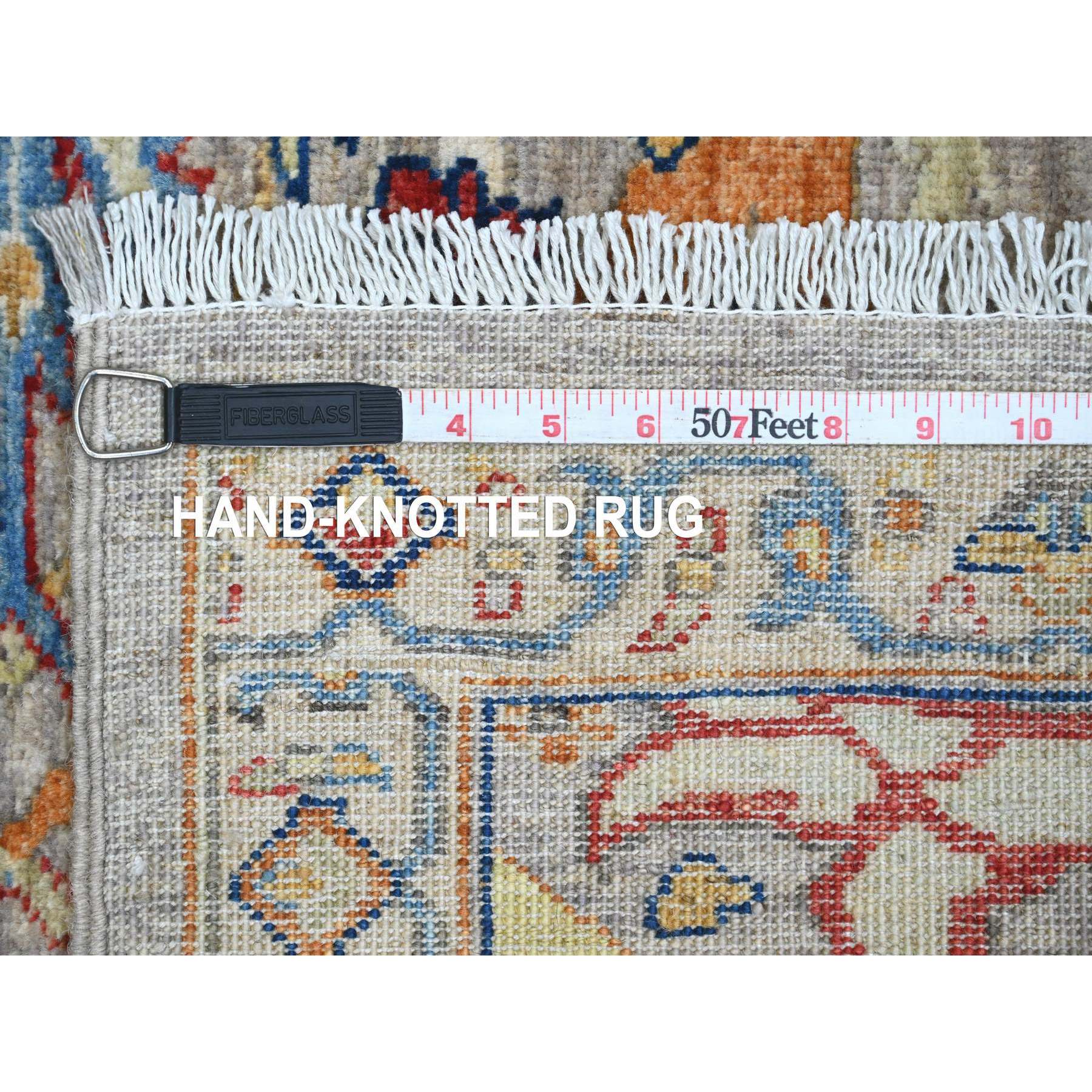3'x10'10" Cloud Gray, Peshawar with Bijar Garus Design, Aryana Collection, Hand Knotted, Vegetable Dyes, High Mountain Wool, Densely Woven, Runner, Oriental Rug Sh89830