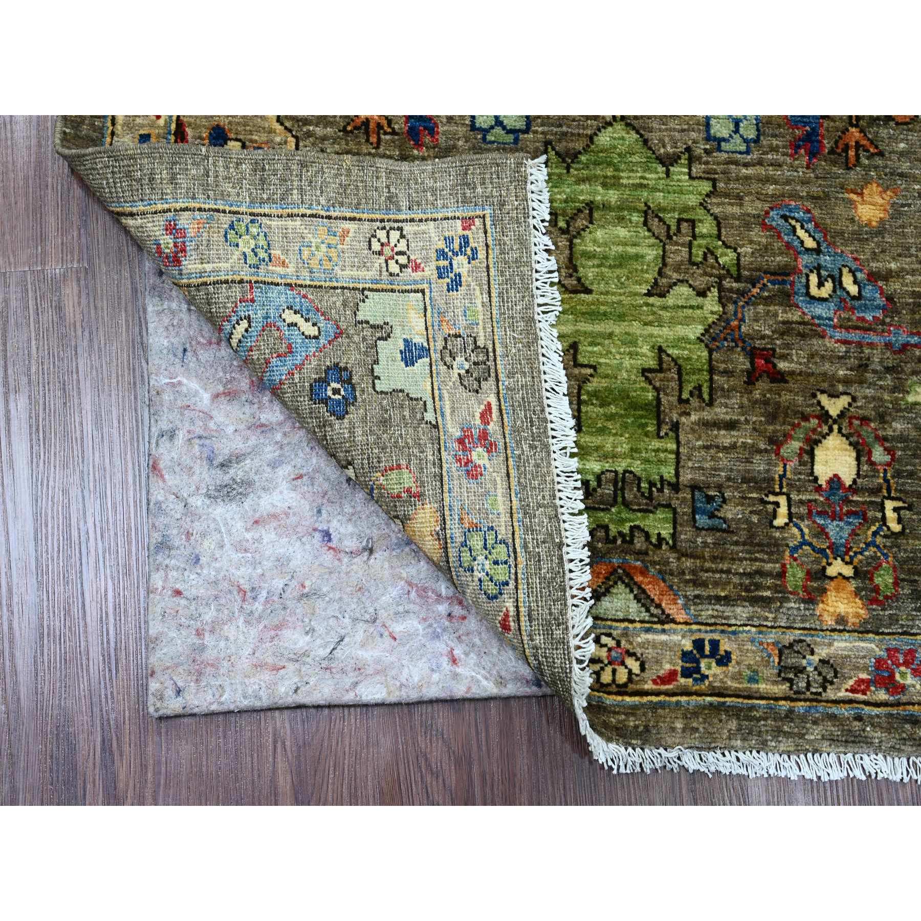 3'1"x6' Dim Gray, Aryana Grade, Afghan Peshawar with Heriz All Over Design, High Mountain Wool, Hand Knotted, Runner, Oriental Rug Sh89834