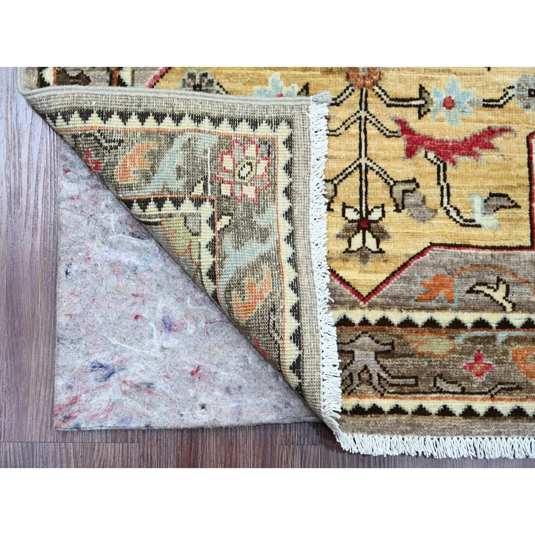 2'6"x11'5" Spanish Gray, Aryana Collection, Afghan Peshawar with Caucasian Akstafa Design, High Mountain Wool, Hand Knotted, Runner, Oriental Rug Sh89836