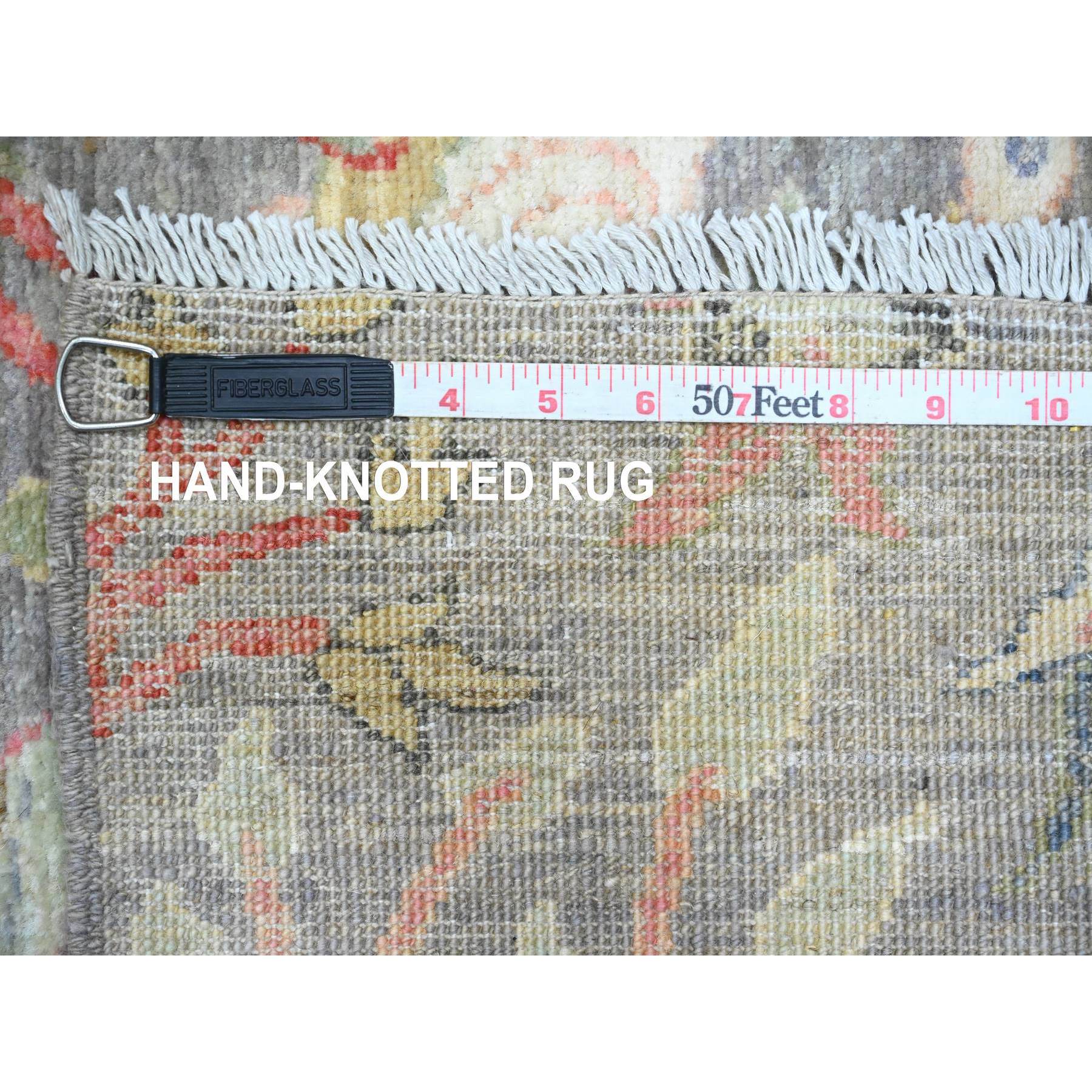 2'7"x11'8" Mink Gray, Afghan Peshawar with Birds of Paradise Design, Soft Wool, Natural Dyes, Hand Knotted, Runner, Oriental Rug Sh89839