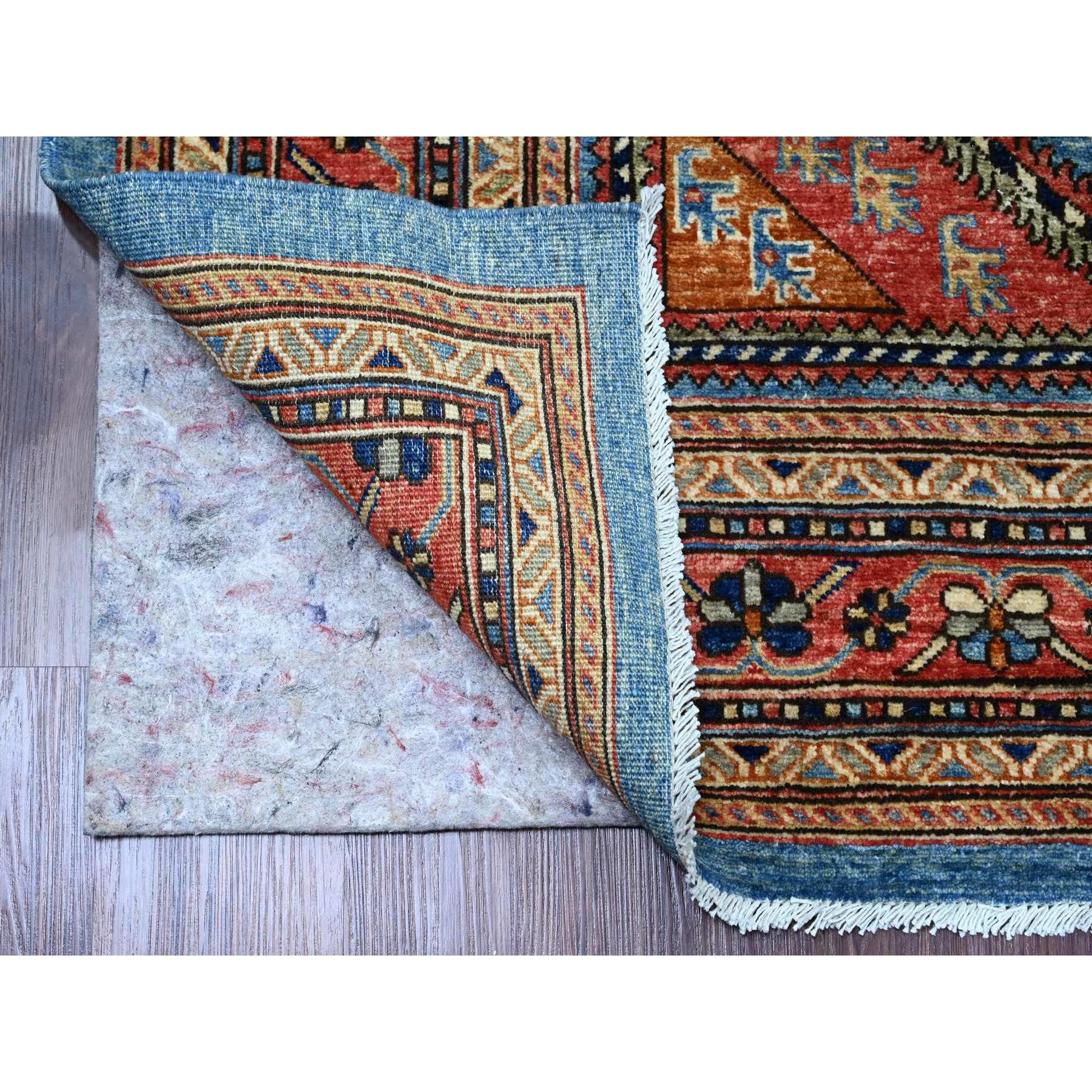 6'x9' Carolina Blue, Qashqai Design with Geometric Pattern, Aryana Collection, Hand Knotted, 100% Wool, Vegetable Dyes, Oriental Rug Sh89844