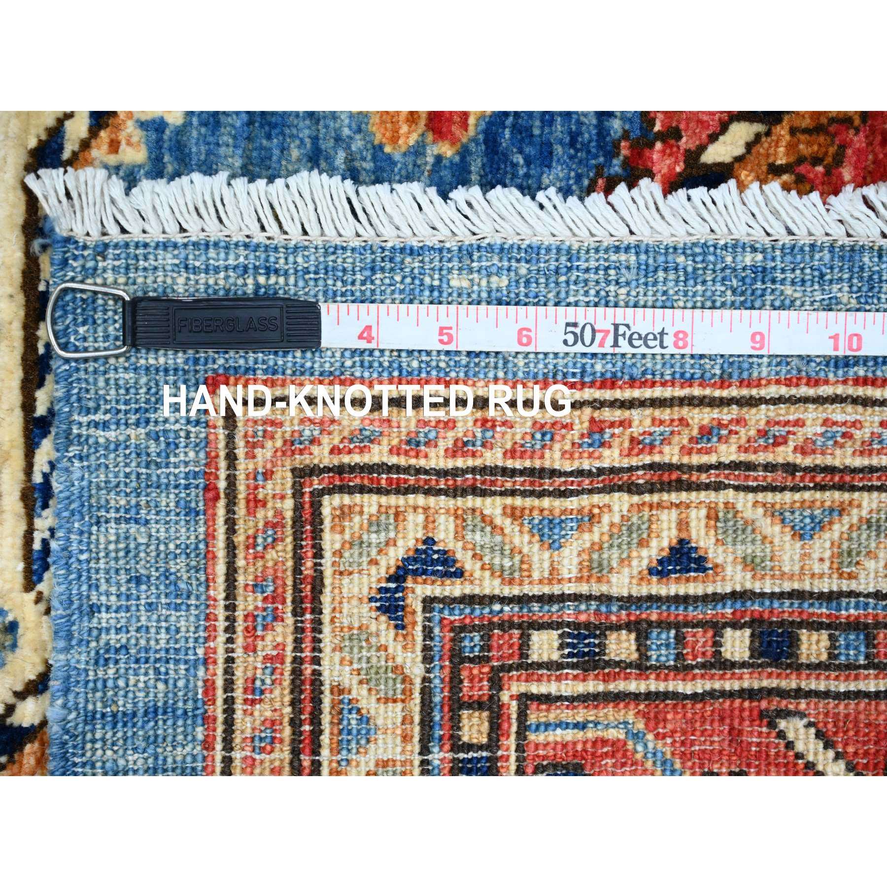 6'x9' Carolina Blue, Qashqai Design with Geometric Pattern, Aryana Collection, Hand Knotted, 100% Wool, Vegetable Dyes, Oriental Rug Sh89844