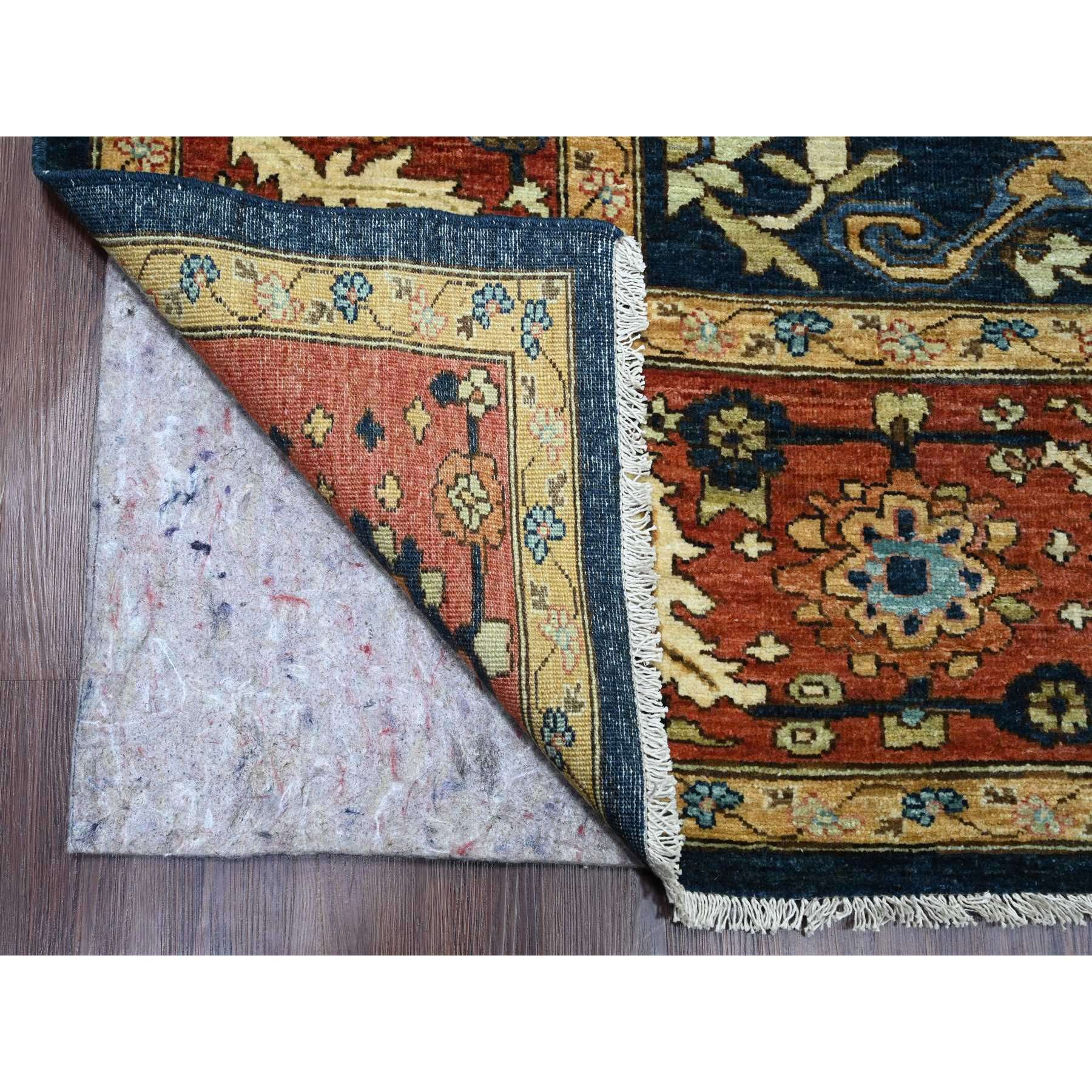 9'1"x11'8" Yale Blue, Peshawar with Heriz All Over Design, High Mountain Wool, Aryana Collection, Densely Woven, Hand Knotted, Vegetable Dyes, Oriental Rug Sh89852