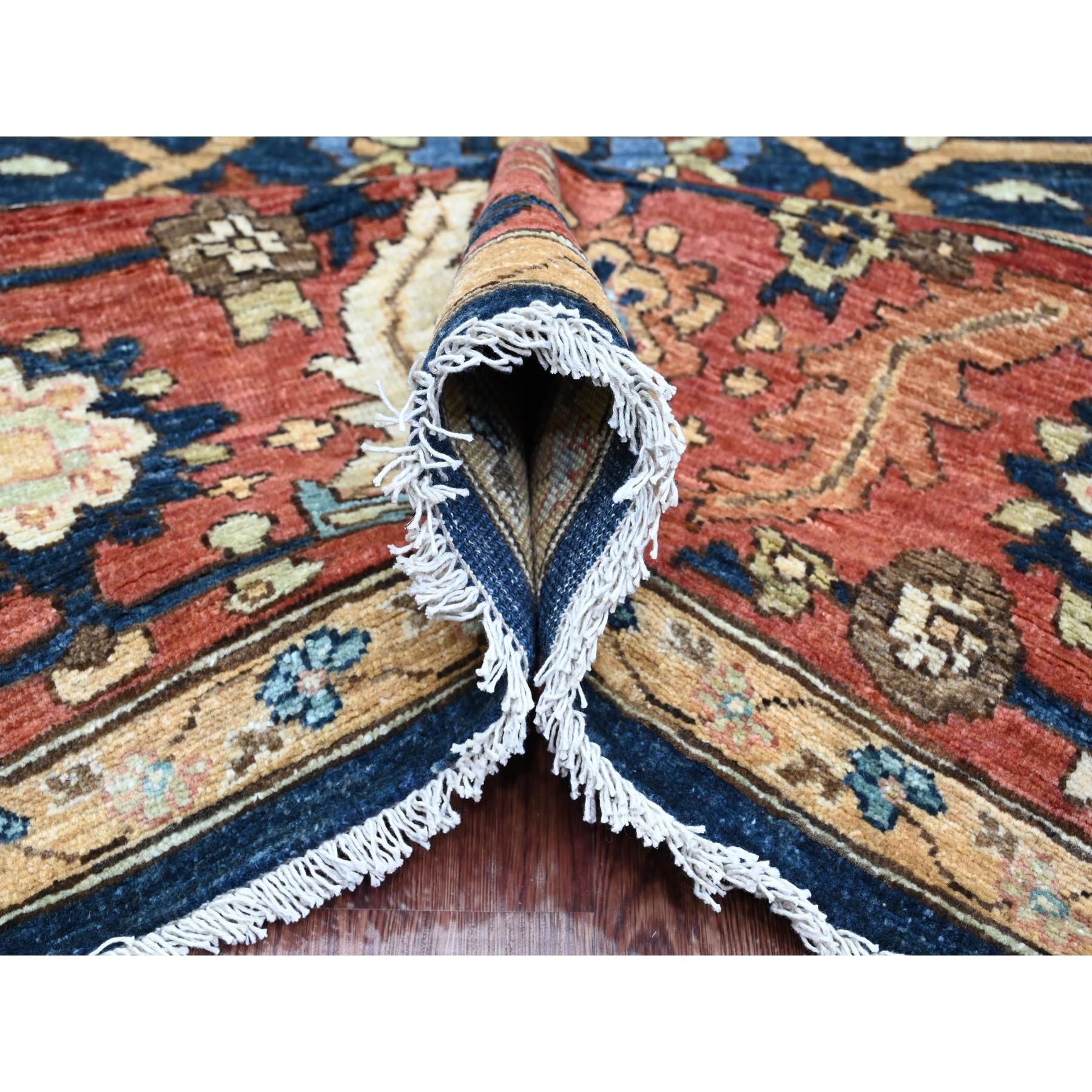 9'1"x11'8" Yale Blue, Peshawar with Heriz All Over Design, High Mountain Wool, Aryana Collection, Densely Woven, Hand Knotted, Vegetable Dyes, Oriental Rug Sh89852