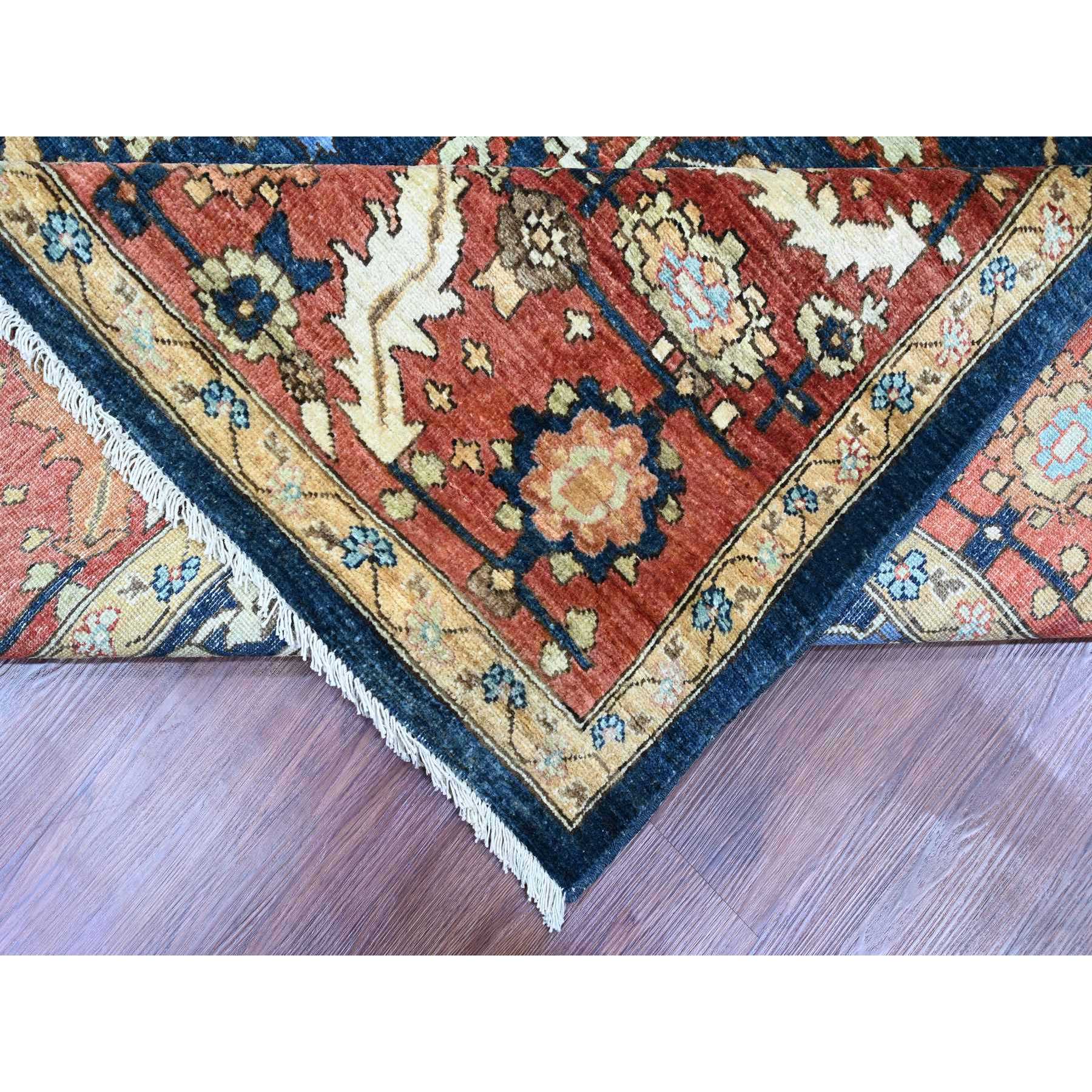 9'1"x11'8" Yale Blue, Peshawar with Heriz All Over Design, High Mountain Wool, Aryana Collection, Densely Woven, Hand Knotted, Vegetable Dyes, Oriental Rug Sh89852