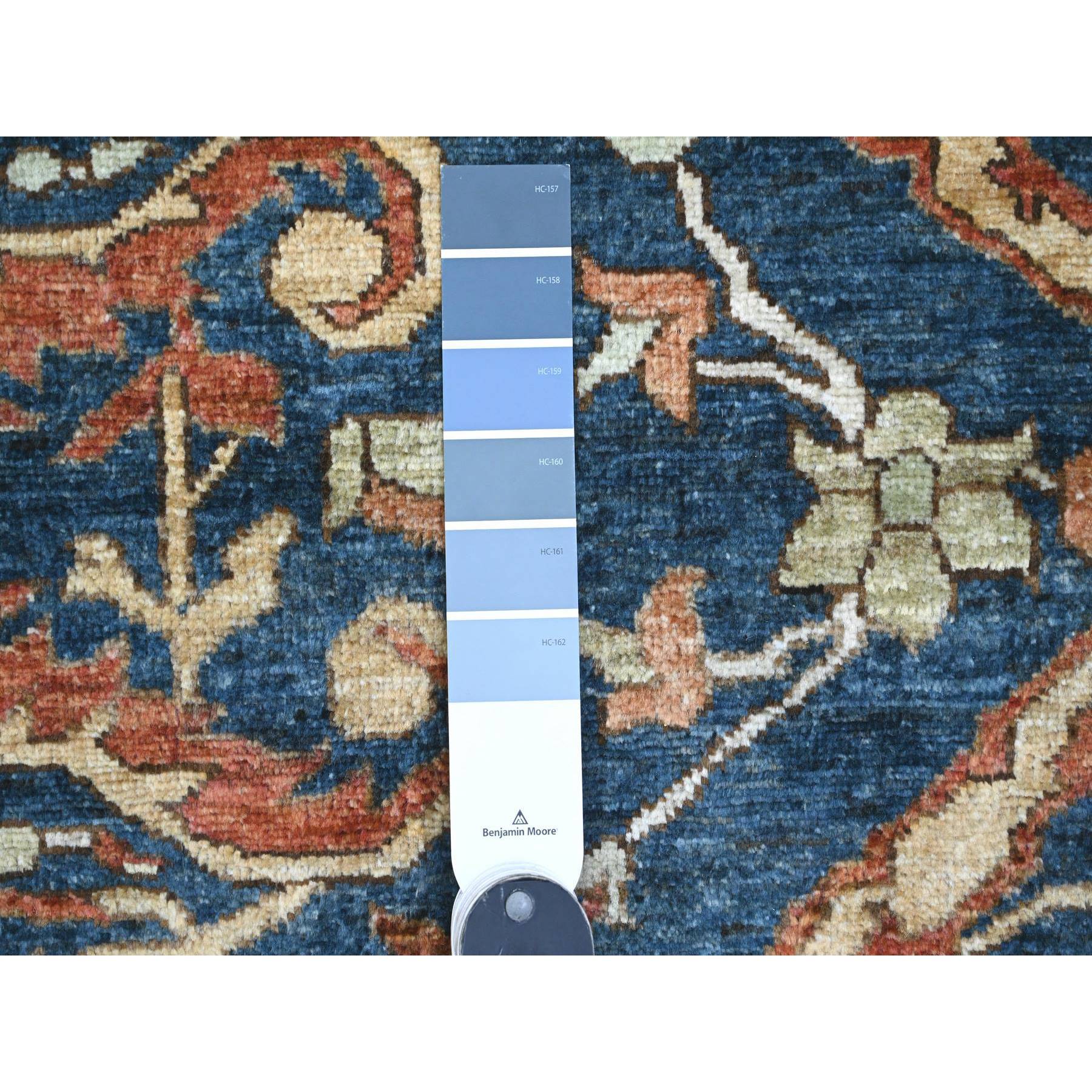 9'1"x11'8" Yale Blue, Peshawar with Heriz All Over Design, High Mountain Wool, Aryana Collection, Densely Woven, Hand Knotted, Vegetable Dyes, Oriental Rug Sh89852