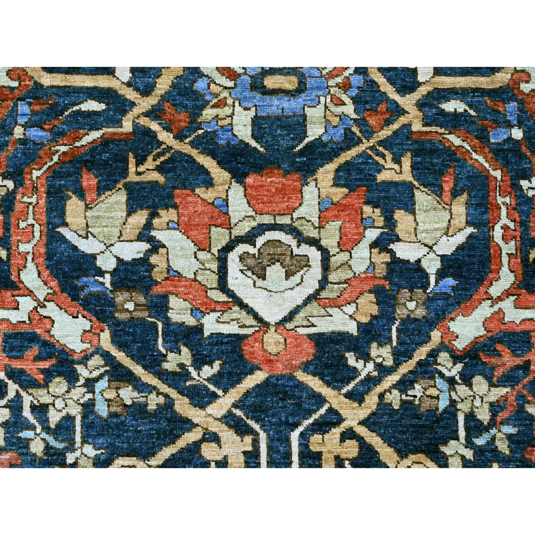 9'1"x11'8" Yale Blue, Peshawar with Heriz All Over Design, High Mountain Wool, Aryana Collection, Densely Woven, Hand Knotted, Vegetable Dyes, Oriental Rug Sh89852