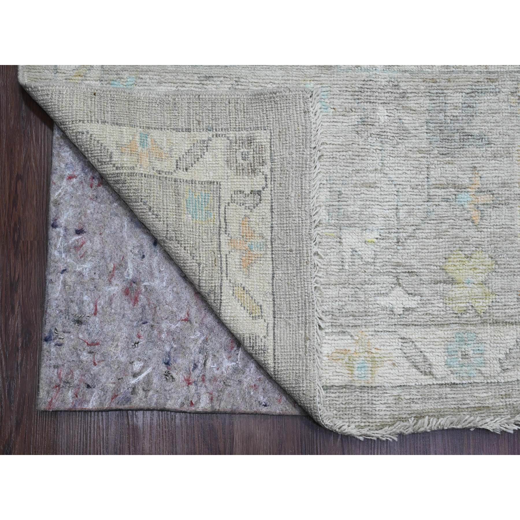10'x13'6" Pastel Gray, Afghan Angora Oushak with Geometric Leaf Pattern, Veggie Dyes, Pure Wool, Hand Knotted, Oriental Rug Sh89857
