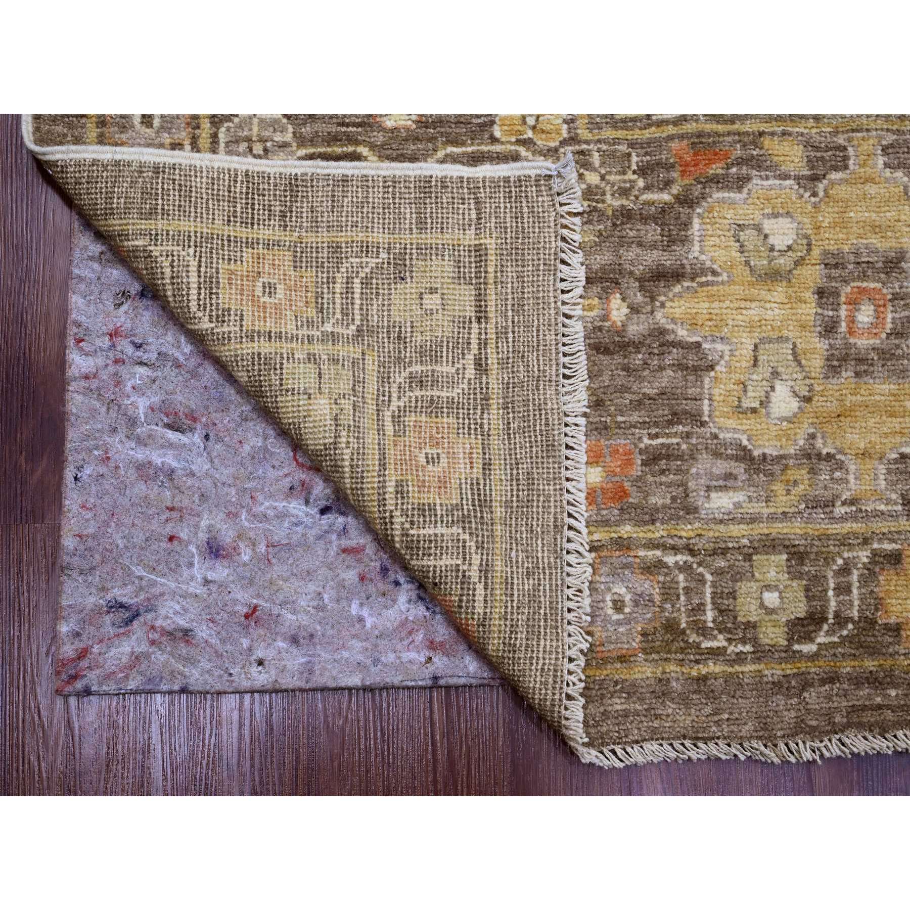 9'7"x13'6" Cedar Brown, Afghan Angora Oushak with All Over Leaf Design, Hand Knotted, Natural Dyes, Pure Wool, Oriental Rug Sh89858