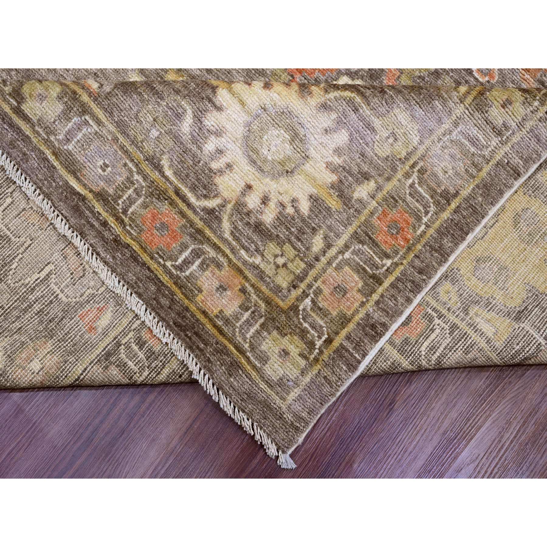 9'7"x13'6" Cedar Brown, Afghan Angora Oushak with All Over Leaf Design, Hand Knotted, Natural Dyes, Pure Wool, Oriental Rug Sh89858