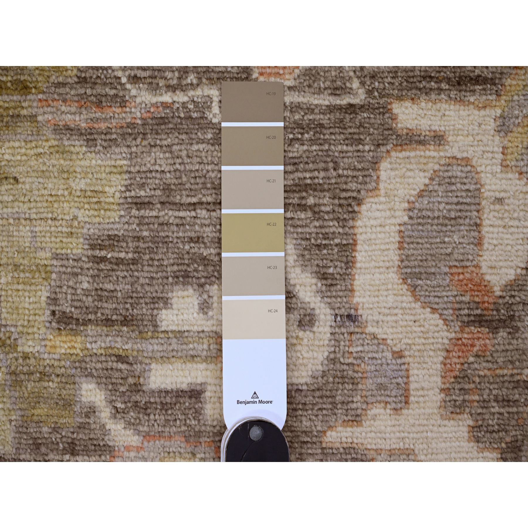 9'7"x13'6" Cedar Brown, Afghan Angora Oushak with All Over Leaf Design, Hand Knotted, Natural Dyes, Pure Wool, Oriental Rug Sh89858