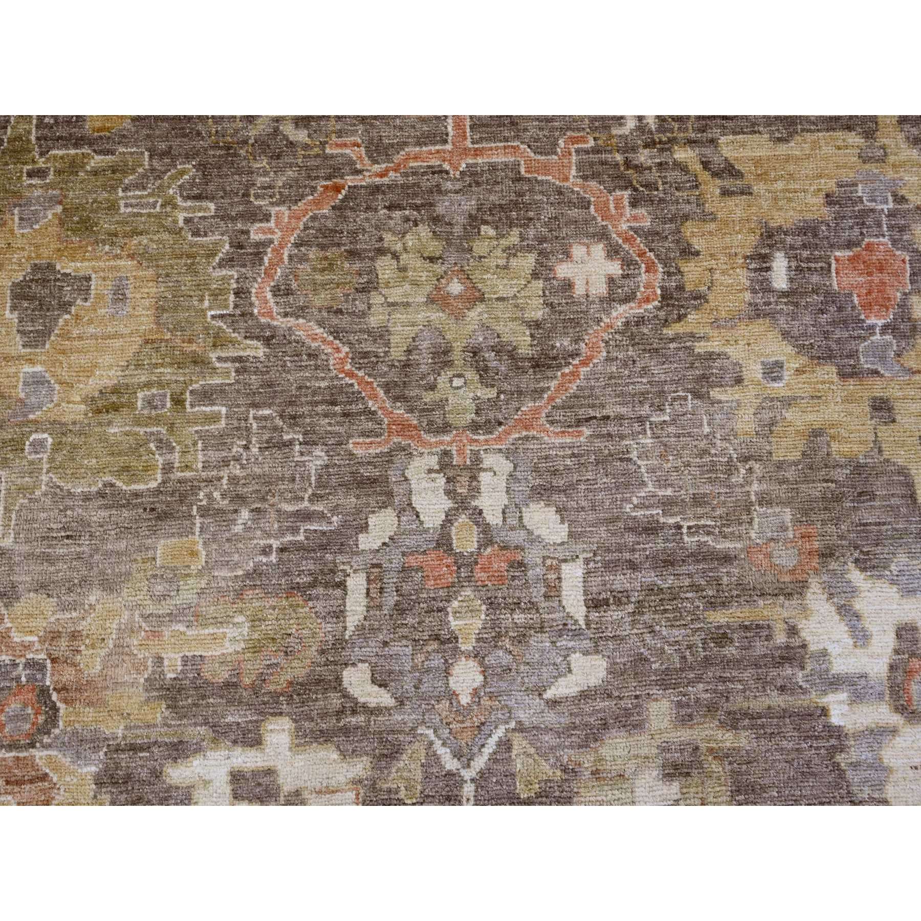 9'7"x13'6" Cedar Brown, Afghan Angora Oushak with All Over Leaf Design, Hand Knotted, Natural Dyes, Pure Wool, Oriental Rug Sh89858