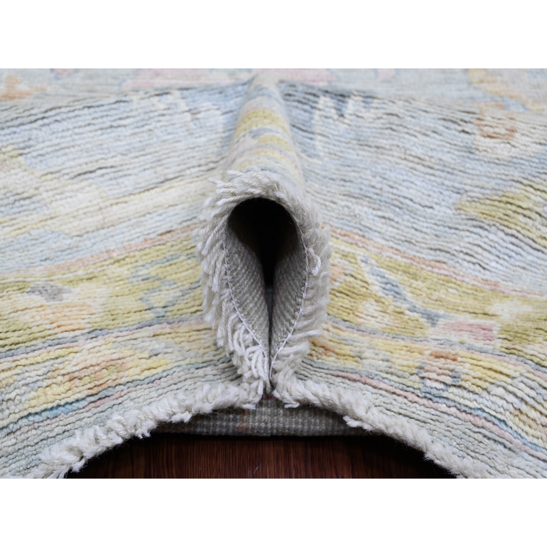 10'x13'5" Cloud Gray, Afghan Angora Oushak with Leaf Design, Veggie Dyes, 100% Wool, Hand Knotted, Oriental Rug Sh89860