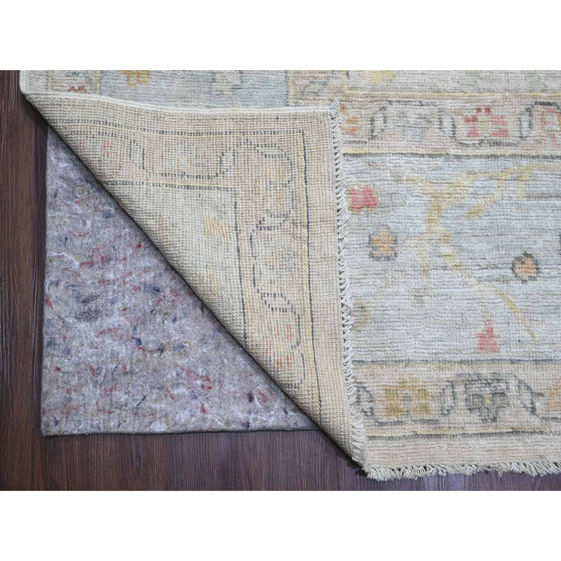9'8"x17' Alabaster White, Afghan Angora Oushak with All Over Vines Design, Vegetable Dyes, 100% Wool, Hand Knotted, Gallery Size, Oversized, Oriental Rug Sh89861