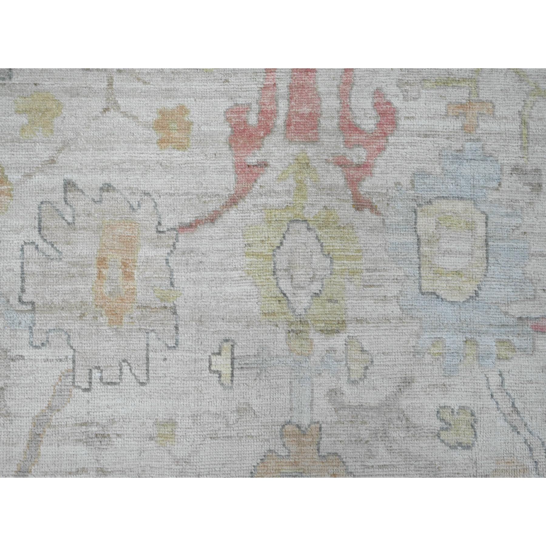 9'8"x17' Alabaster White, Afghan Angora Oushak with All Over Vines Design, Vegetable Dyes, 100% Wool, Hand Knotted, Gallery Size, Oversized, Oriental Rug Sh89861