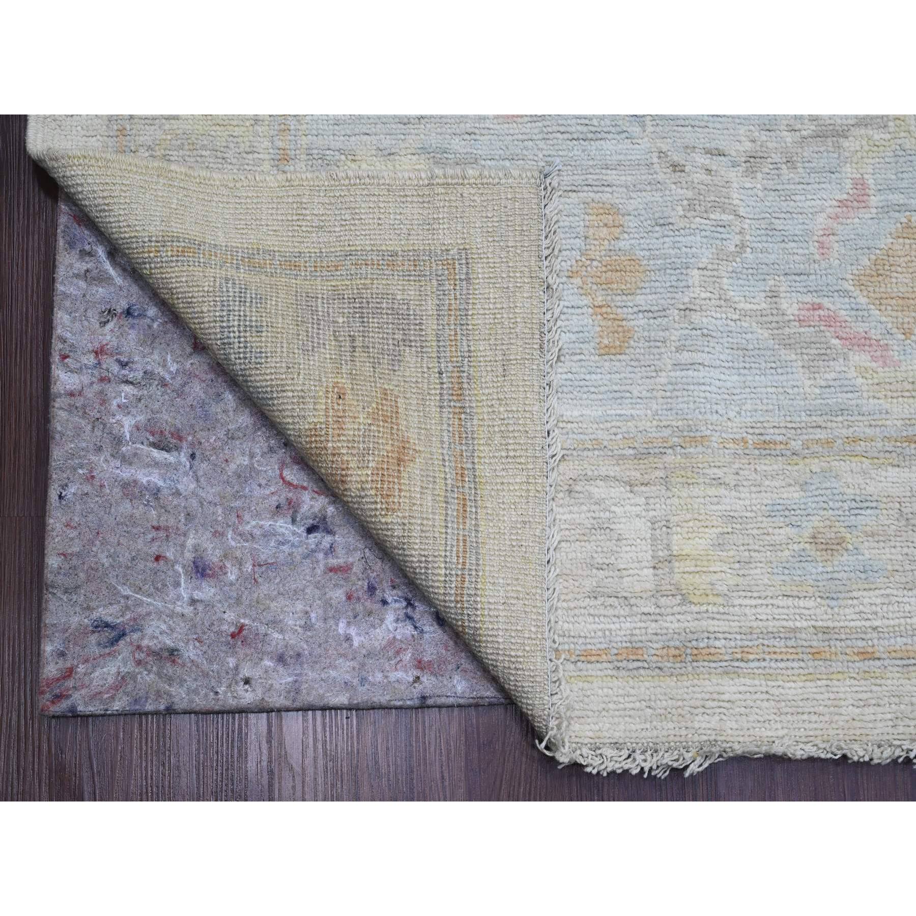 9'9"x13'3" Cotton White, Hand Knotted, Afghan Angora Oushak with All Over Vines Design, Natural Dyes, Pure Wool, Oriental Rug Sh89863