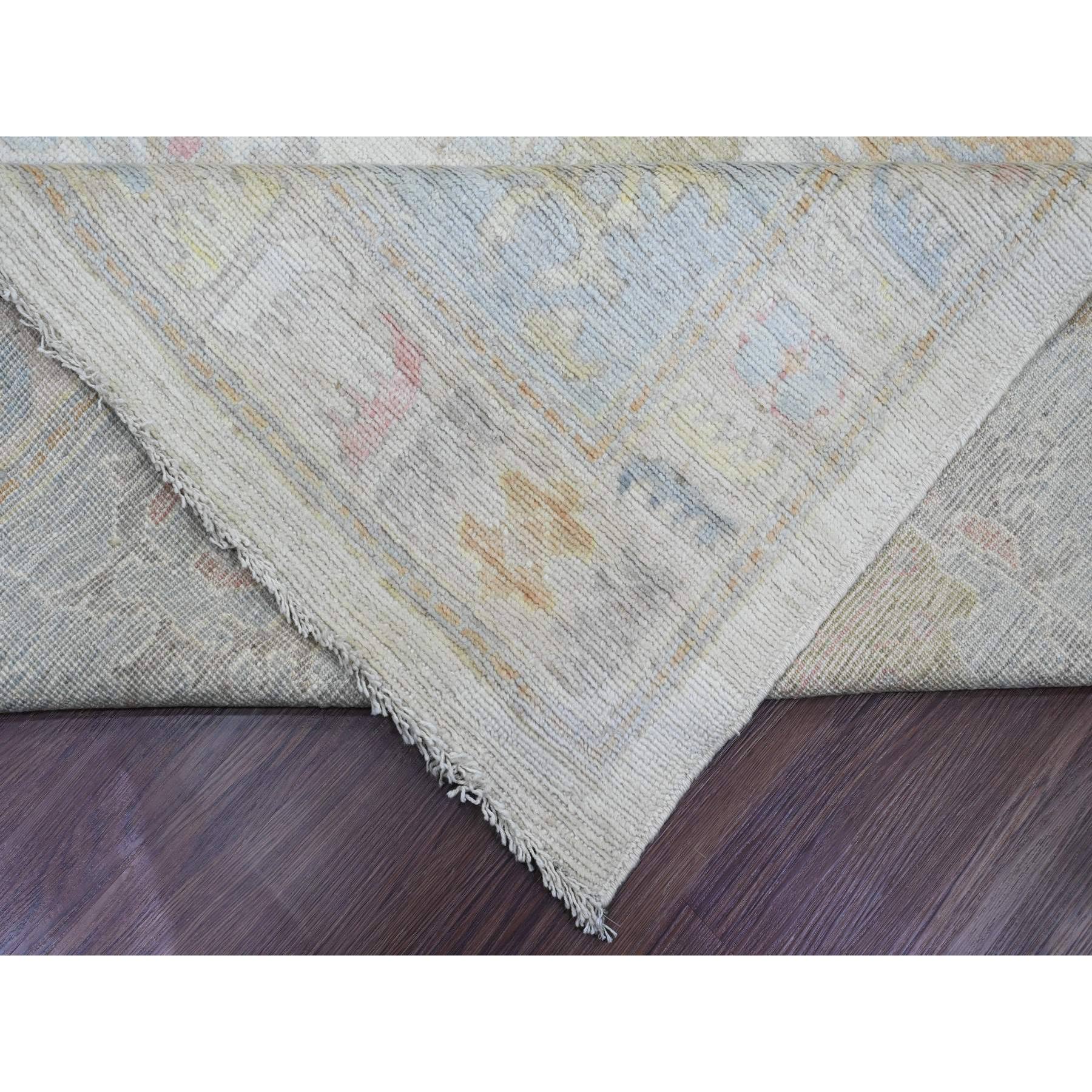 9'9"x13'3" Cotton White, Hand Knotted, Afghan Angora Oushak with All Over Vines Design, Natural Dyes, Pure Wool, Oriental Rug Sh89863