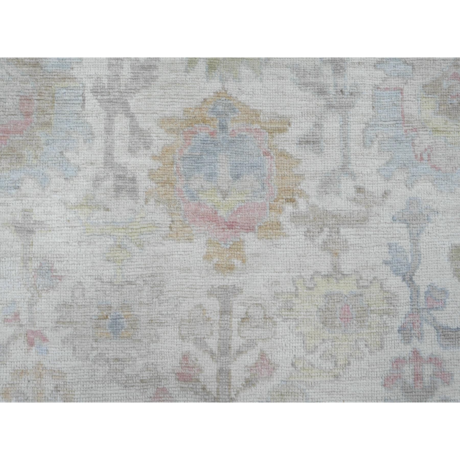 9'9"x13'3" Cotton White, Hand Knotted, Afghan Angora Oushak with All Over Vines Design, Natural Dyes, Pure Wool, Oriental Rug Sh89863