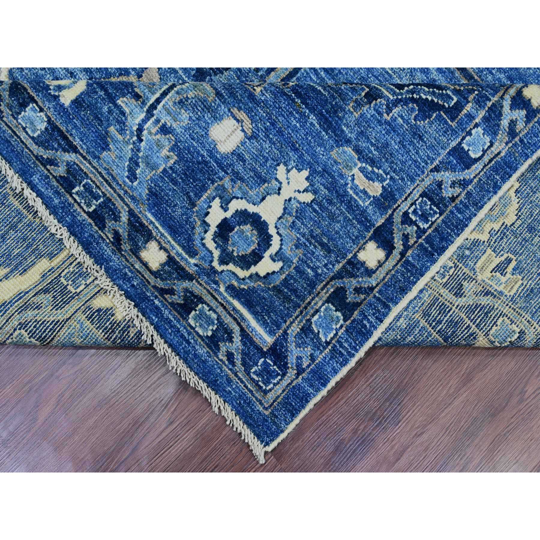 10'1"x13'9" Imperial Blue, Hand Knotted, Afghan Angora Oushak with All Over Vines Design, Natural Dyes, 100% Wool, Oriental Rug Sh89866