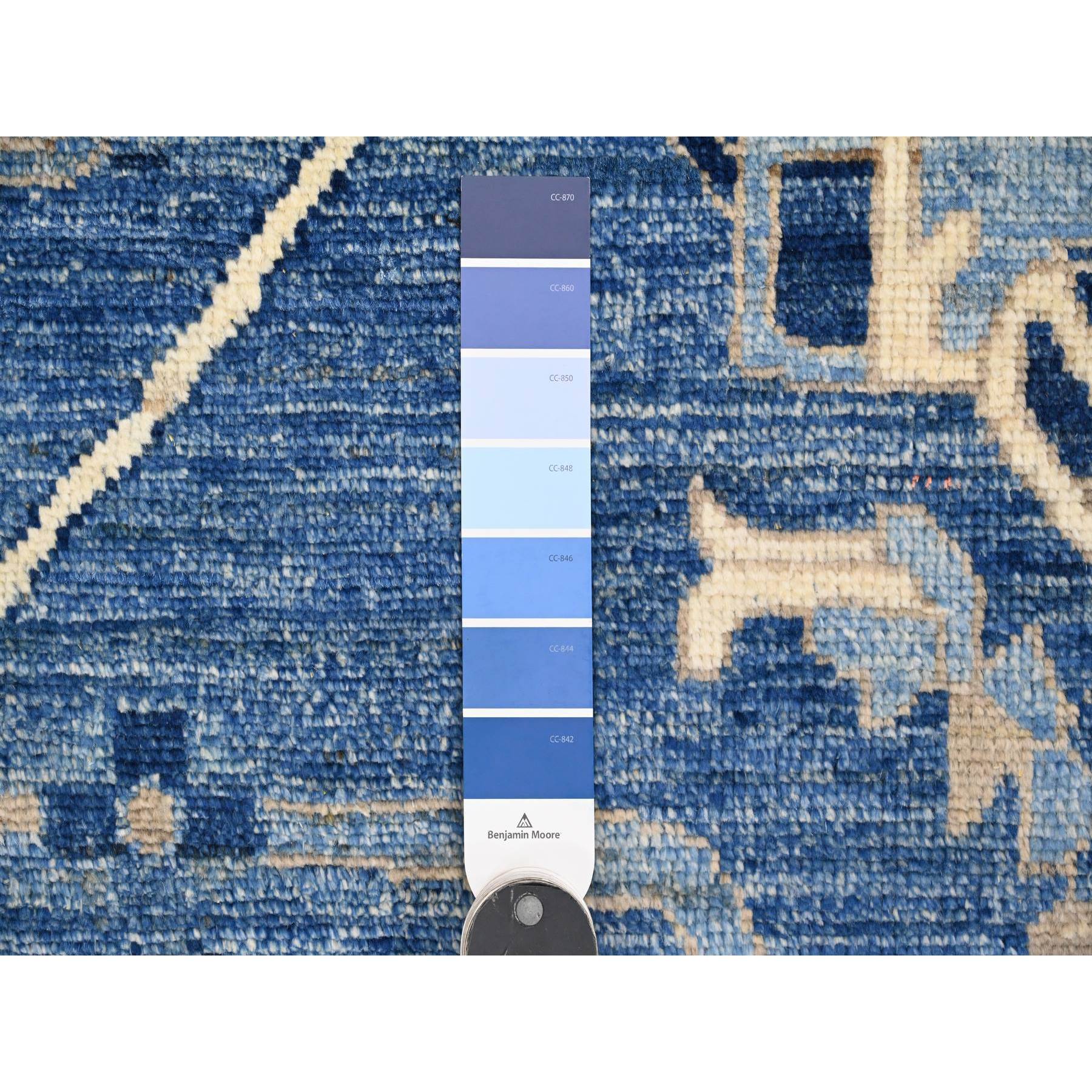 10'1"x13'9" Imperial Blue, Hand Knotted, Afghan Angora Oushak with All Over Vines Design, Natural Dyes, 100% Wool, Oriental Rug Sh89866