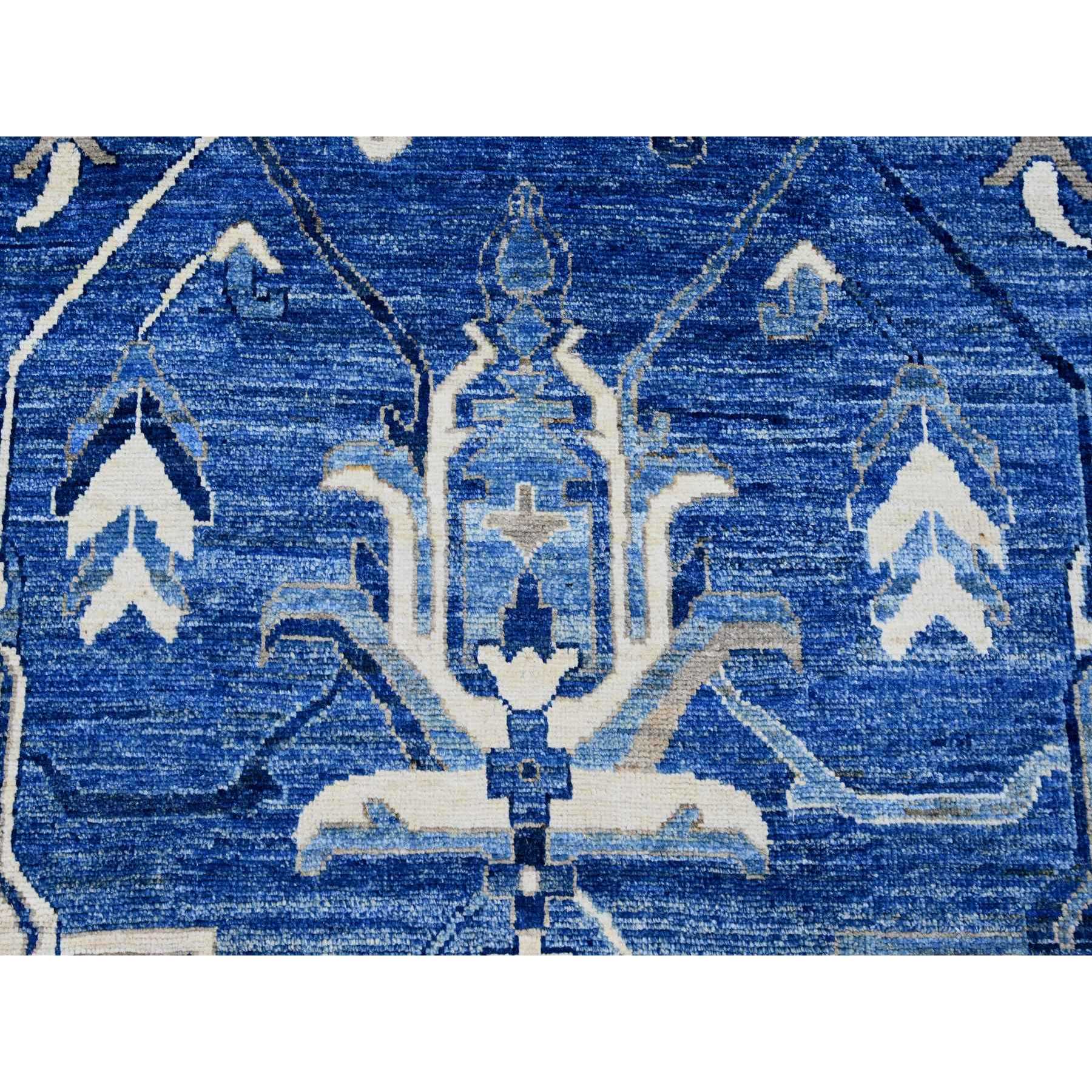 10'1"x13'9" Imperial Blue, Hand Knotted, Afghan Angora Oushak with All Over Vines Design, Natural Dyes, 100% Wool, Oriental Rug Sh89866