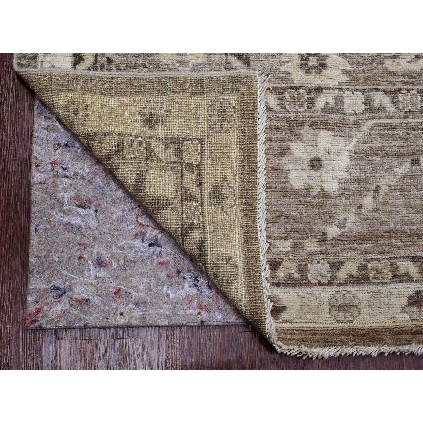 9'x11'9" Coffee Brown, Afghan Angora Oushak with All Over Leaf Design, Hand Knotted, Vegetable Dyes, 100% Wool, Oriental Rug Sh89867