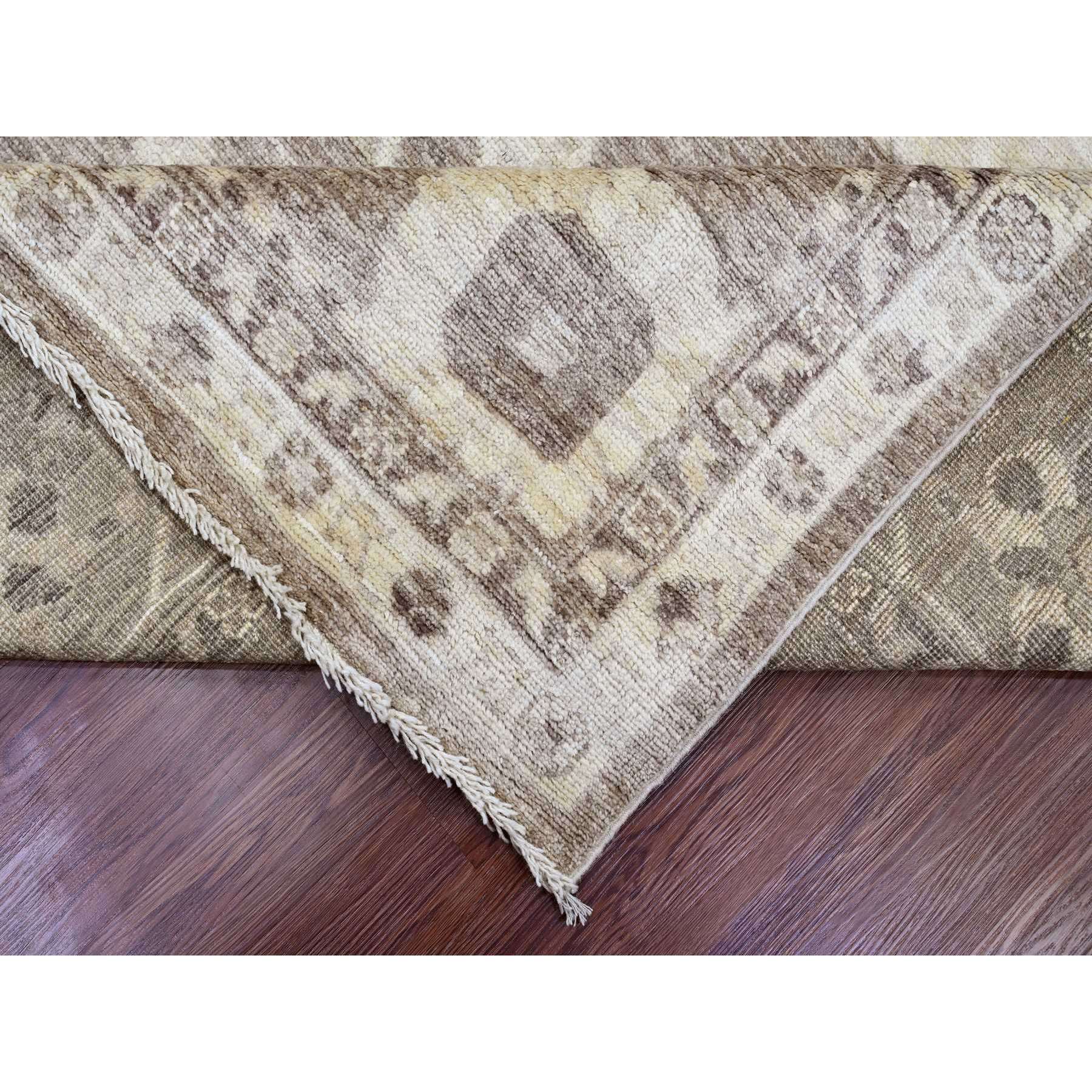 9'x11'9" Coffee Brown, Afghan Angora Oushak with All Over Leaf Design, Hand Knotted, Vegetable Dyes, 100% Wool, Oriental Rug Sh89867