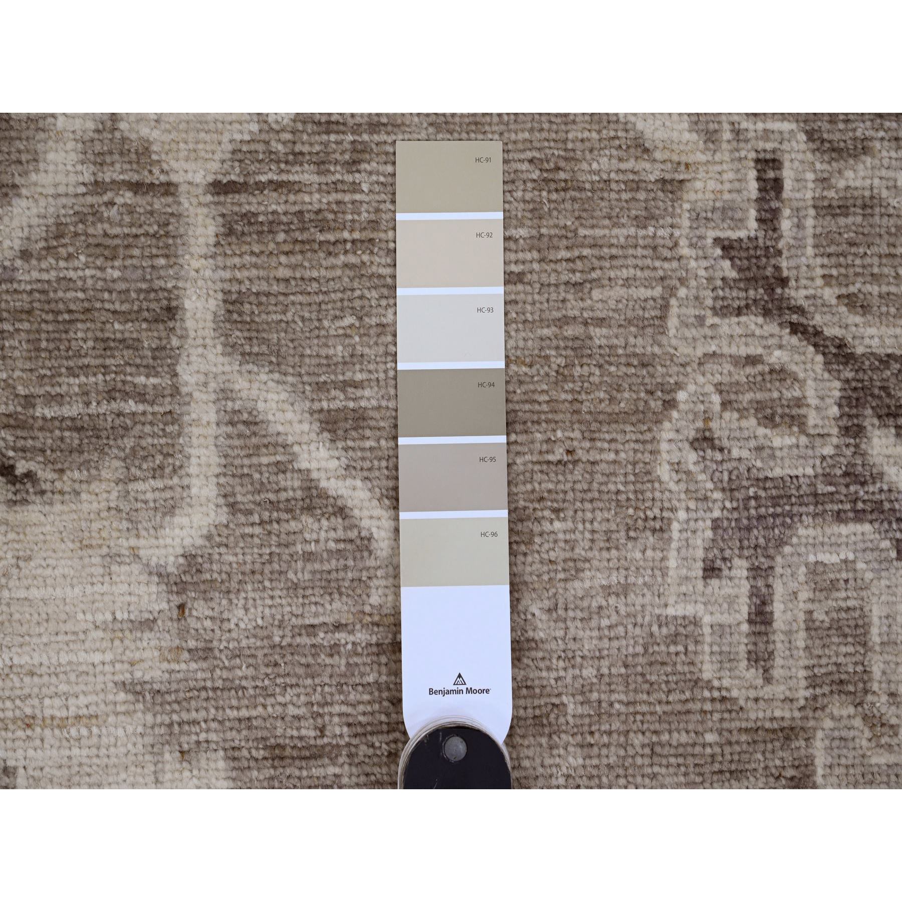 9'x11'9" Coffee Brown, Afghan Angora Oushak with All Over Leaf Design, Hand Knotted, Vegetable Dyes, 100% Wool, Oriental Rug Sh89867