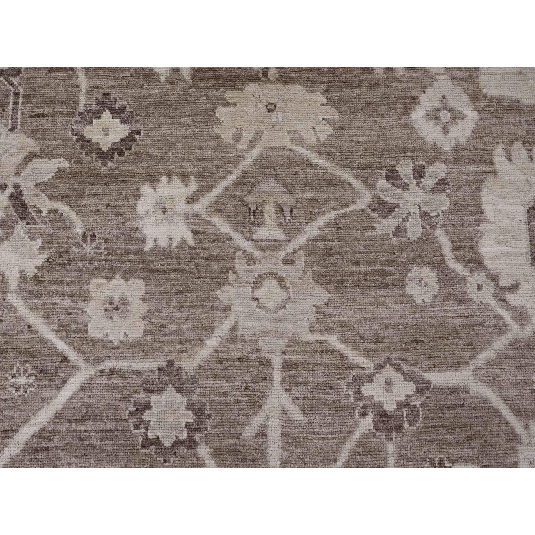9'x11'9" Coffee Brown, Afghan Angora Oushak with All Over Leaf Design, Hand Knotted, Vegetable Dyes, 100% Wool, Oriental Rug Sh89867