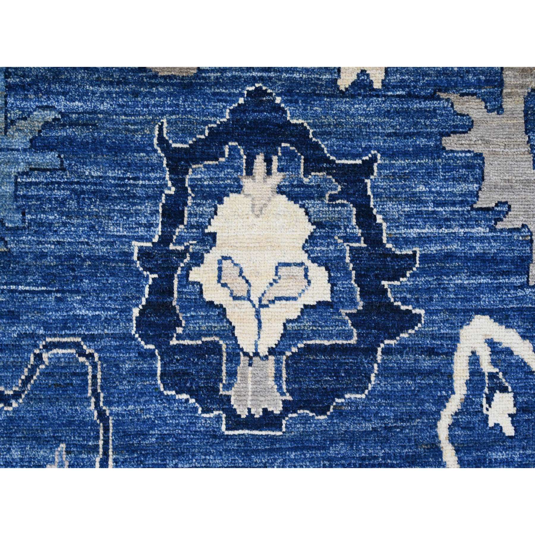 9'x12' Cobalt Blue, 100% Wool, Hand Knotted, Afghan Angora Oushak with All Over Leaf Design, Veggie Dyes, Oriental Rug Sh89871