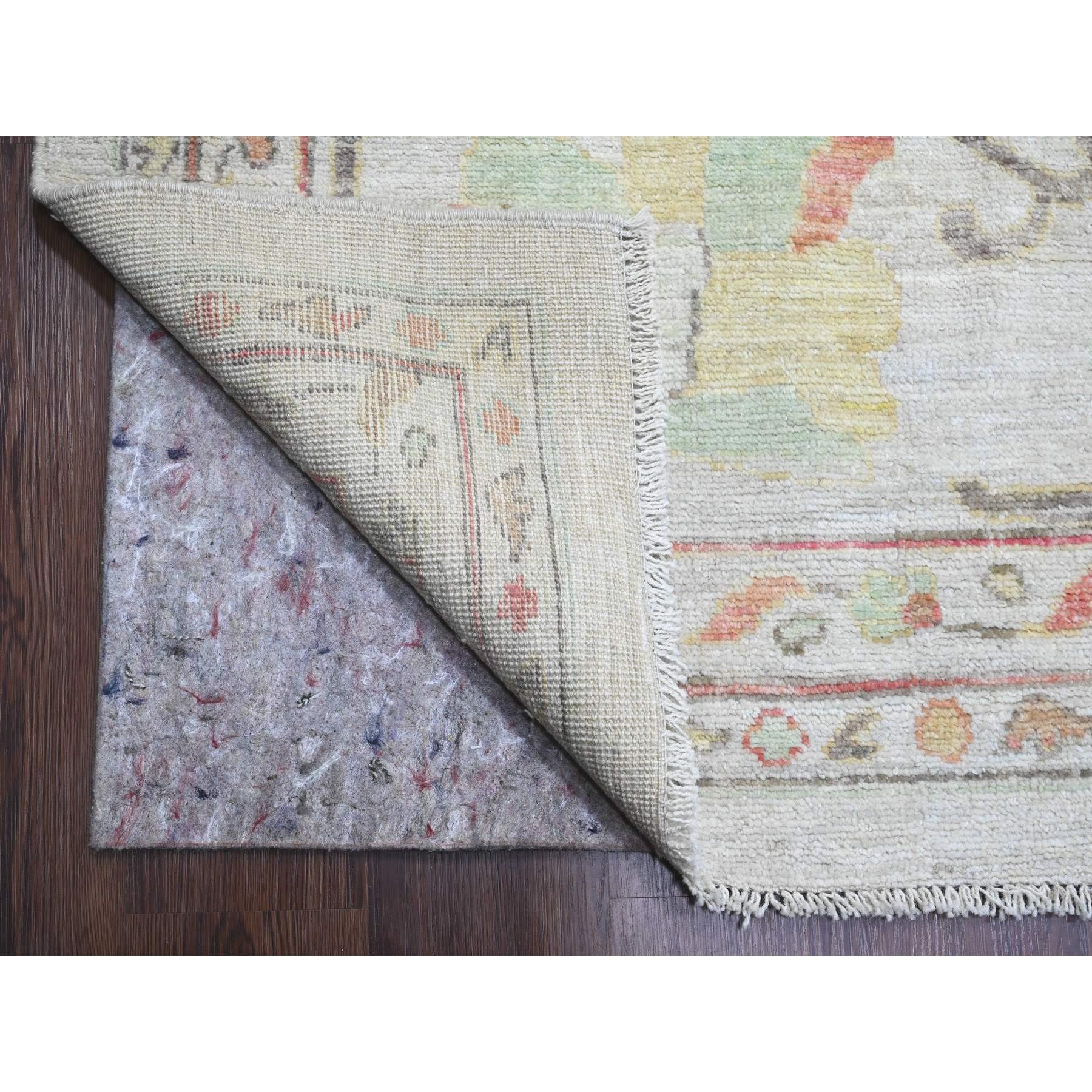 11'10"x15'4" Pastel Gray, Afghan Angora Oushak with Colorful Leaf Design, 100% Wool, Veggie Dyes, Hand Knotted, Oversized, Oriental Rug Sh89872