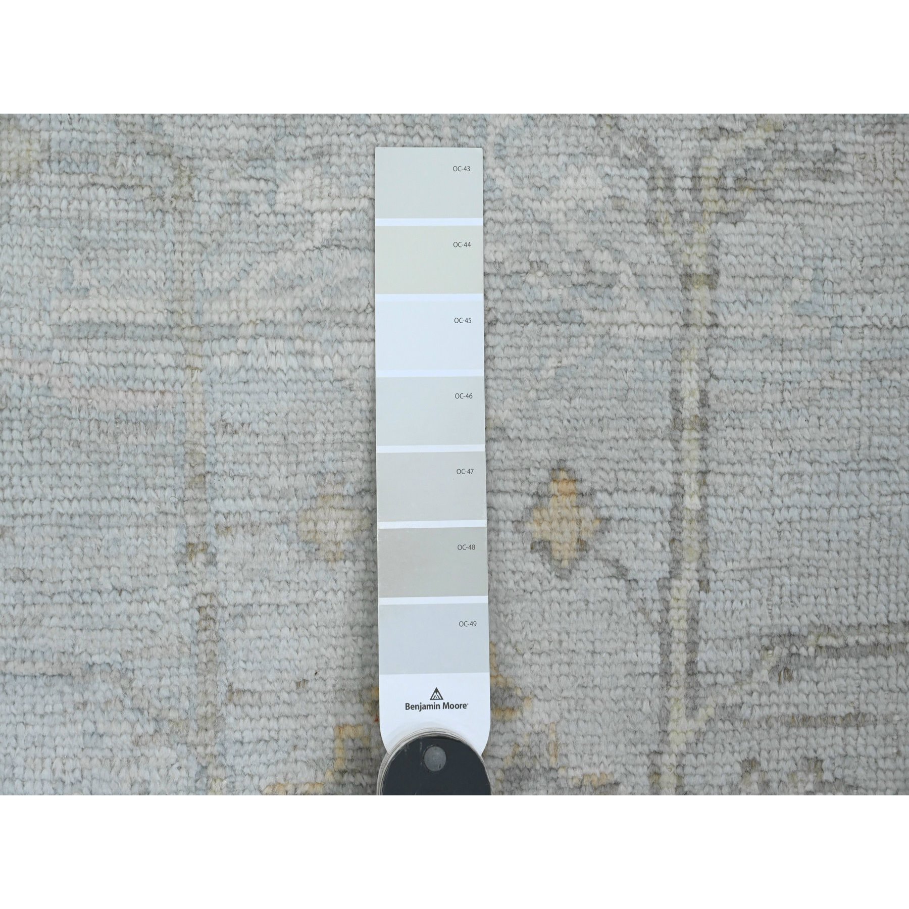 3'x9'9" Cloud Gray, Afghan Angora Oushak with Leaf Design, Natural Dyes, Pure Wool, Hand Knotted, Runner, Oriental Rug Sh89874