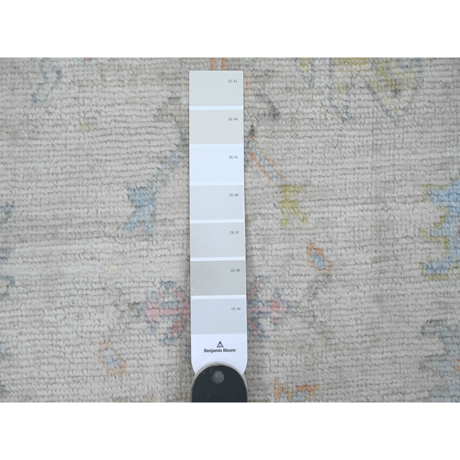 2'8"x15'7" Bone White, Afghan Angora Ushak with Colorful Leaf Design, Veggie Dyes, Pure Wool, Hand Knotted, XL Runner, Oriental Rug Sh89879