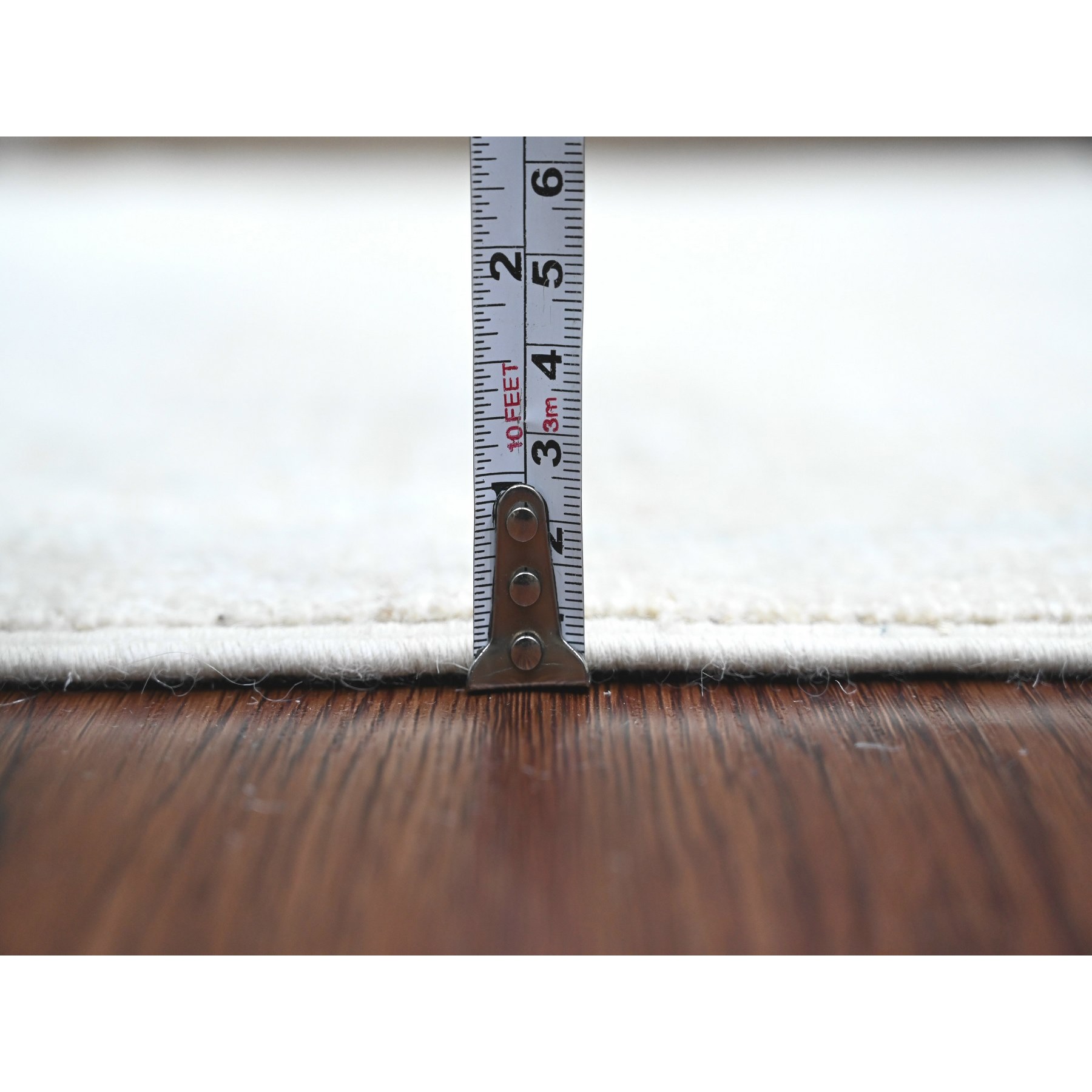 2'7"x7'7" Faded Gray, Hand Knotted, Afghan Angora Oushak with Leaf Design, Natural Dyes, 100% Wool, Runner, Oriental Rug Sh89882