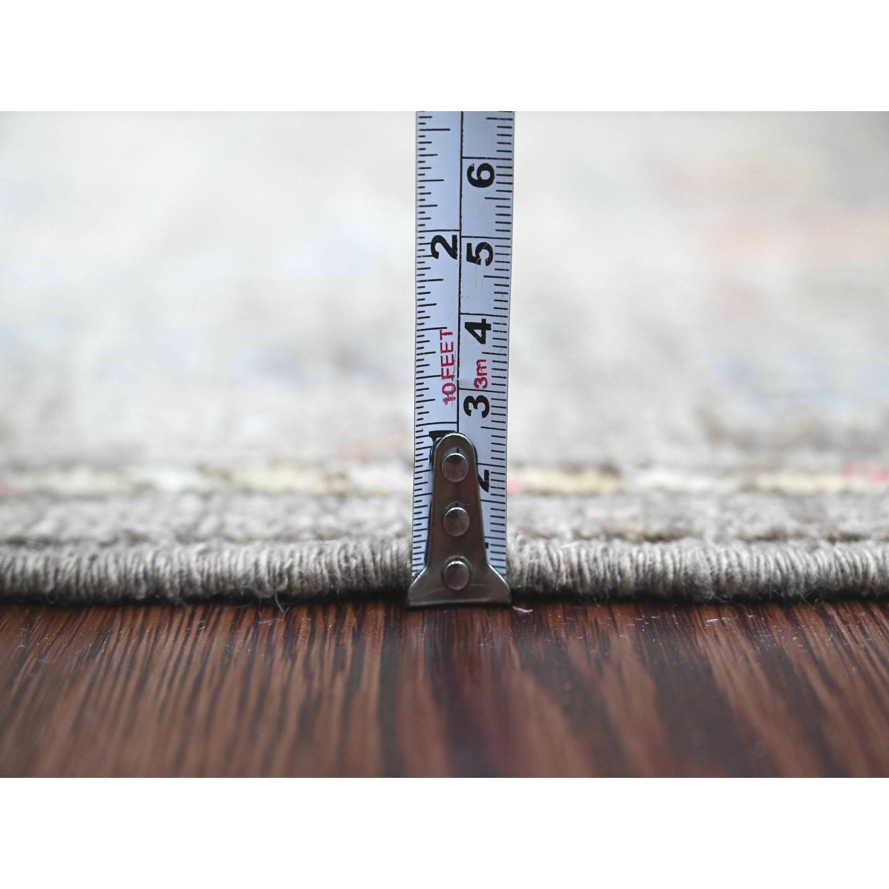 2'9"x5'10" Mocha Brown, Afghan Angora Oushak with All Over Vines Design, Natural Dyes, 100% Wool, Hand Knotted, Short Runner, Oriental Rug Sh89889