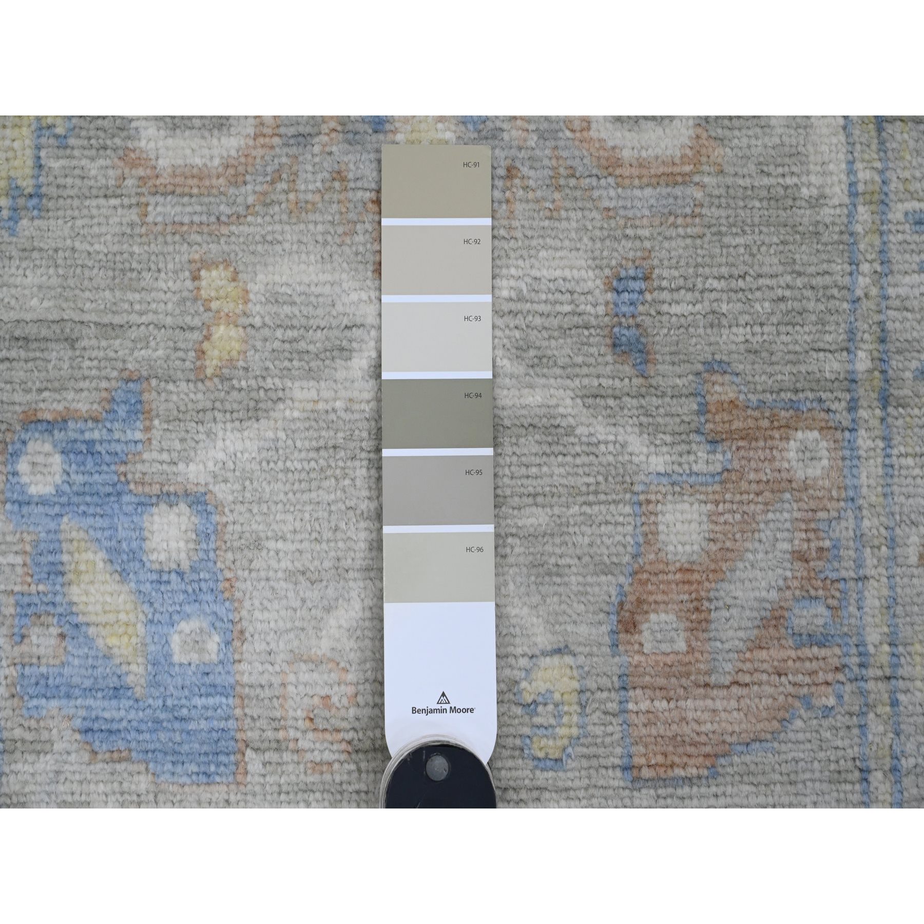 2'7"x6' Spanish Gray, Afghan Angora Oushak with All Over Leaf Design, Vegetable Dyes, 100% Wool, Hand Knotted, Runner, Oriental Rug Sh89891