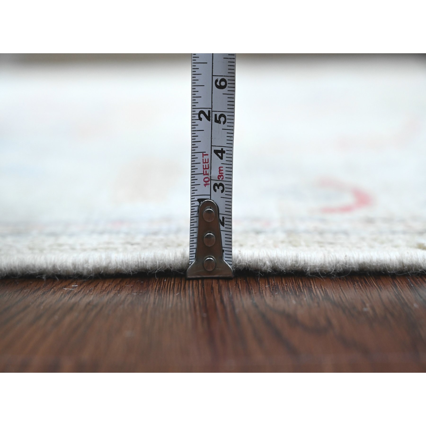 2'10"x11'4" Cloud Gray, Afghan Angora Oushak with Colorful Leaf Design, Natural Dyes, Hand Knotted, 100% Wool, Runner, Oriental Rug Sh89894