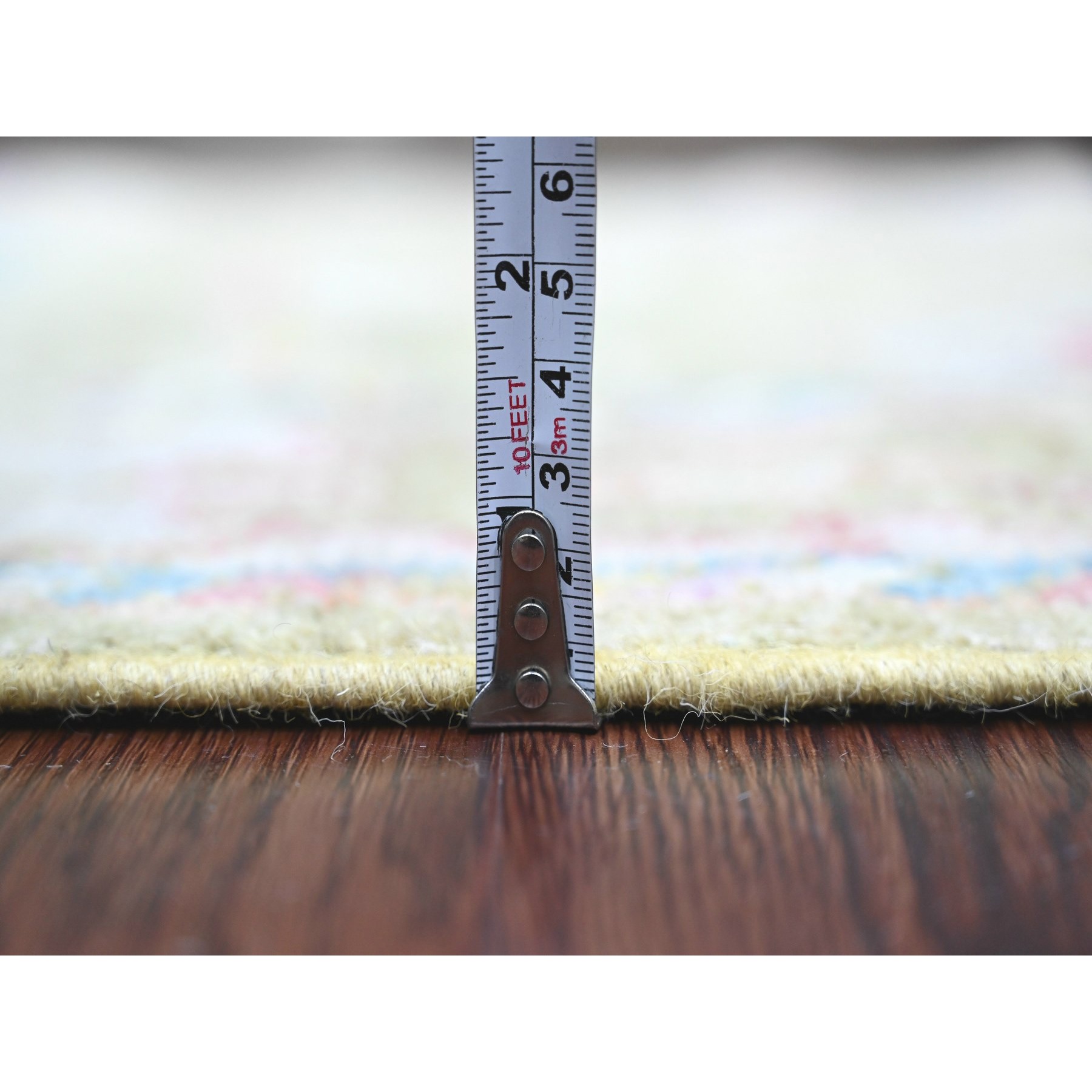2'10"x5'8" Olive Green, Afghan Angora Oushak with Large Leaf Design, Natural Dyes, 100% Wool, Hand Knotted, Short Runner, Oriental Rug Sh89896