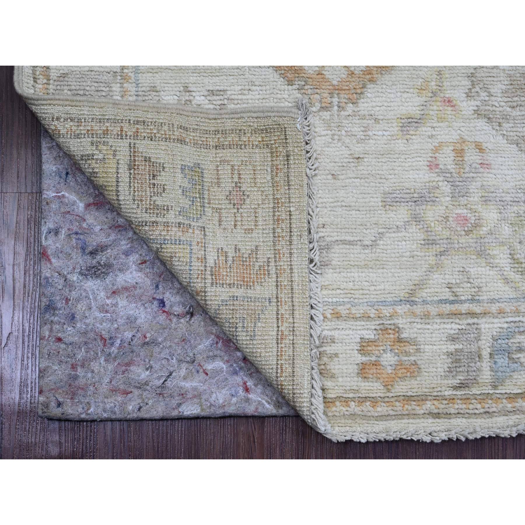 2'10"x10' Moonstruck Gray, Hand Knotted, Afghan Angora Oushak with All Over Leaf Design, Natural Dyes, Pure Wool, Runner, Oriental Rug Sh89901