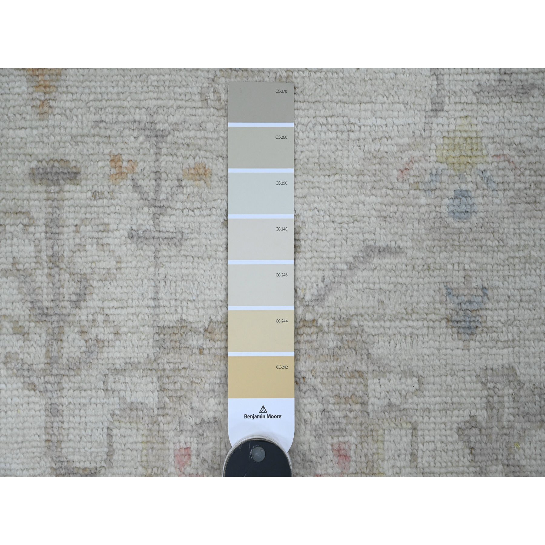 2'10"x10' Moonstruck Gray, Hand Knotted, Afghan Angora Oushak with All Over Leaf Design, Natural Dyes, Pure Wool, Runner, Oriental Rug Sh89901